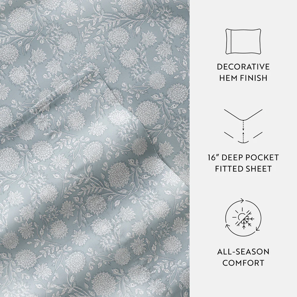 Bohemian Garden 4-Piece Long Staple Cotton Sheet Set - Image 7