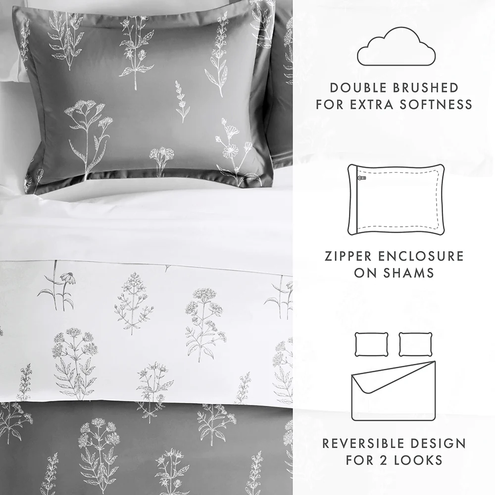 Botany Floral Pattern 3-Piece Reversible Duvet Cover Set - Image 10