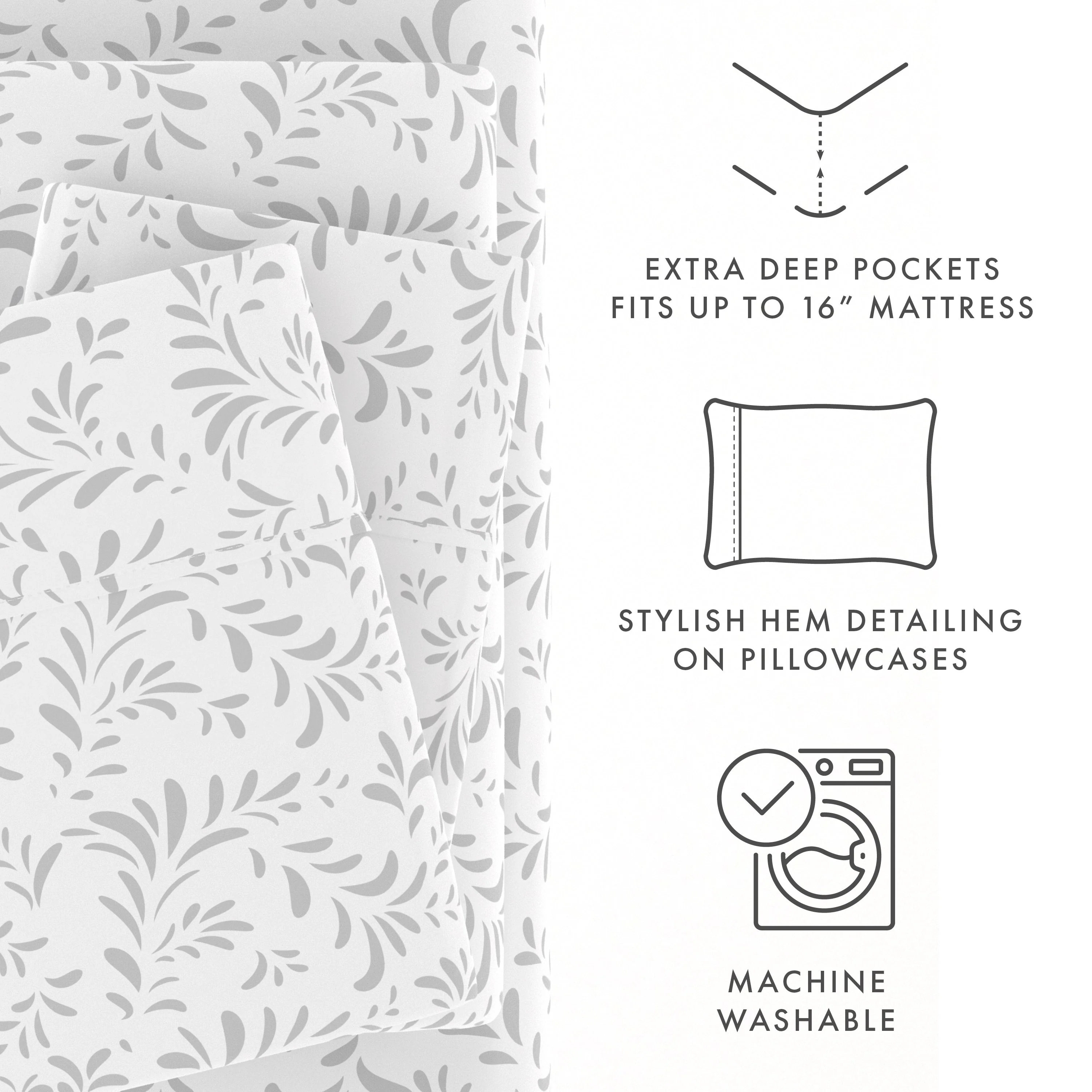 Burst of Vines Pattern 4-Piece Sheet Set - Sale - Image 20