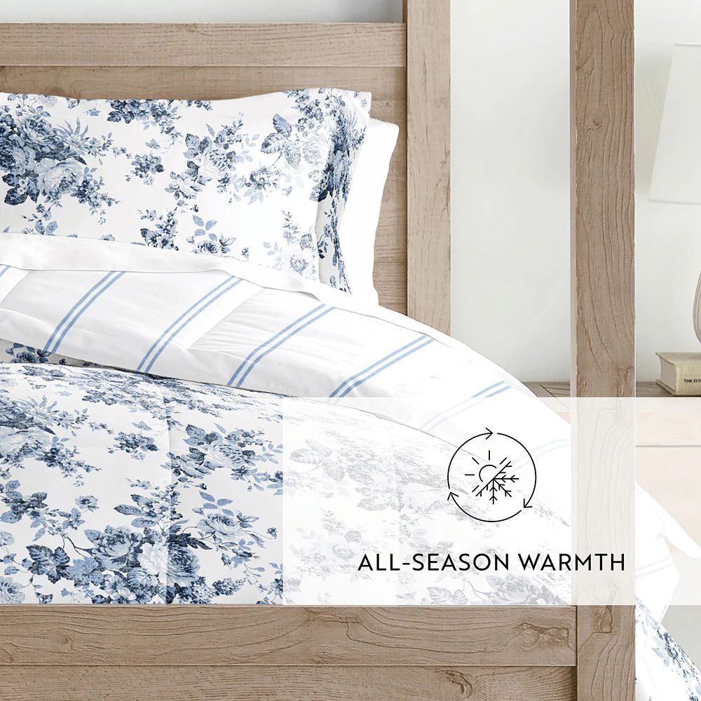 Cabbage Rose Reversible Down-Alternative Comforter Set - Image 10