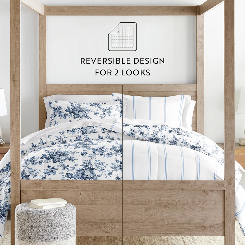 Cabbage Rose Reversible Down-Alternative Comforter Set - Image 11