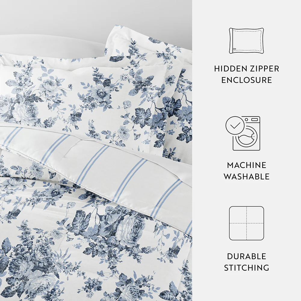 Cabbage Rose Reversible Down-Alternative Comforter Set - Image 13