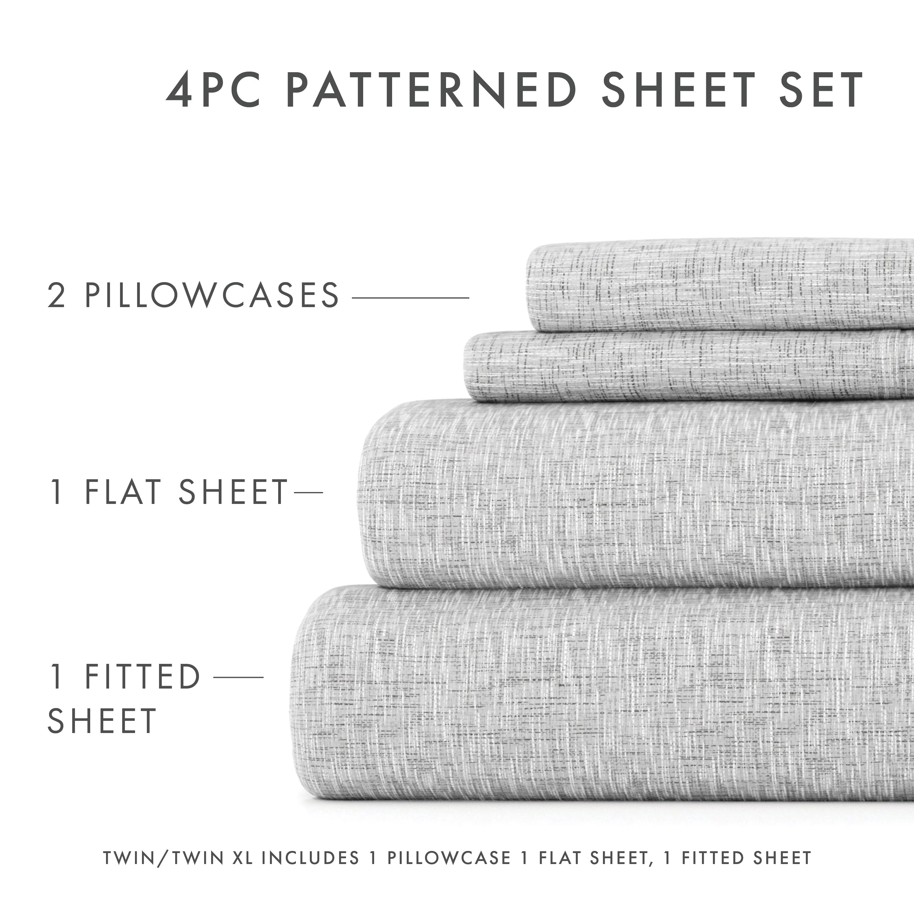 Chambray Style Pattern 4-Piece Sheet Set - Sale - Image 14
