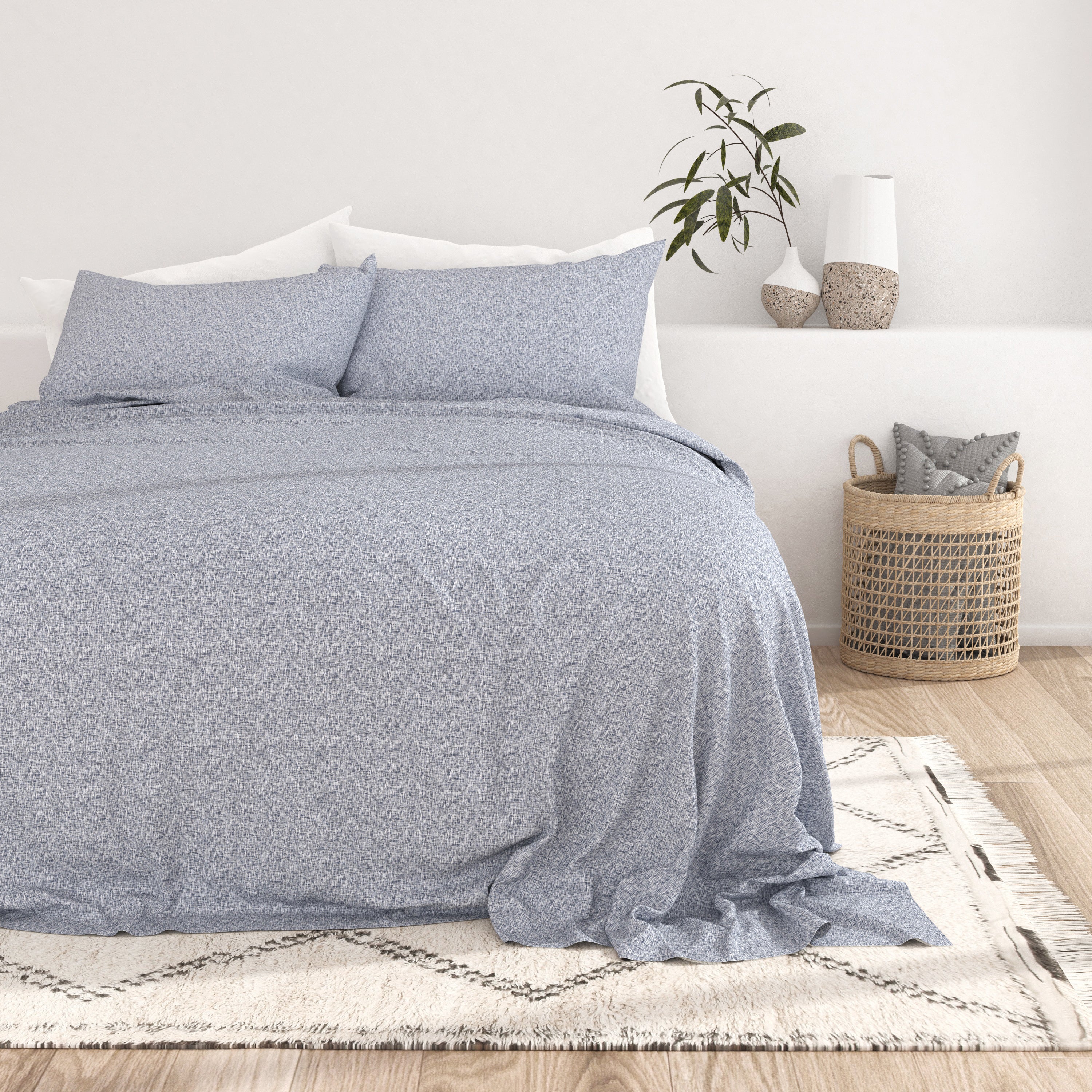 Chambray Style Pattern 4-Piece Sheet Set - Sale - Image 7