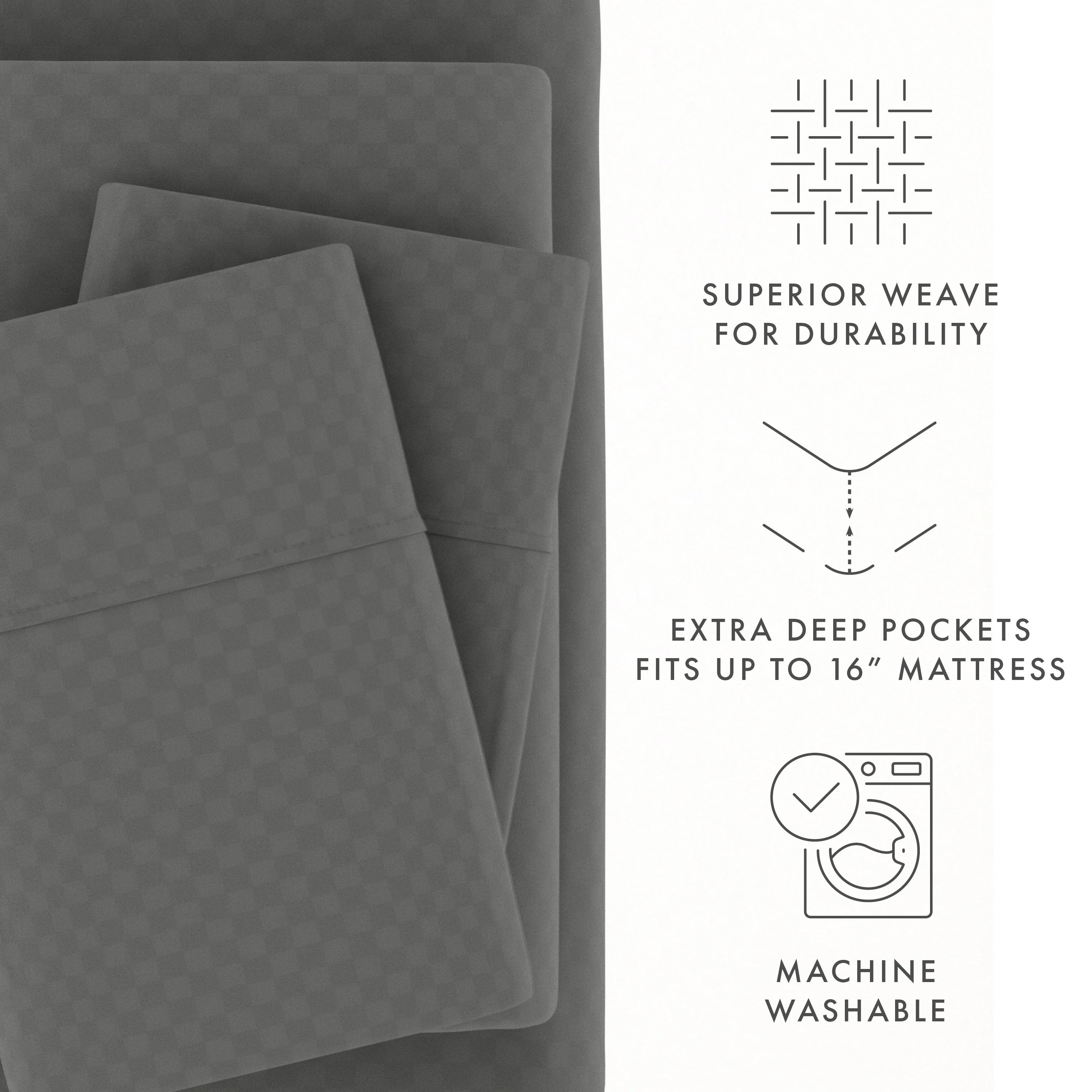 Checkered Embossed 4-Piece Sheet Set - Sale - Image 36