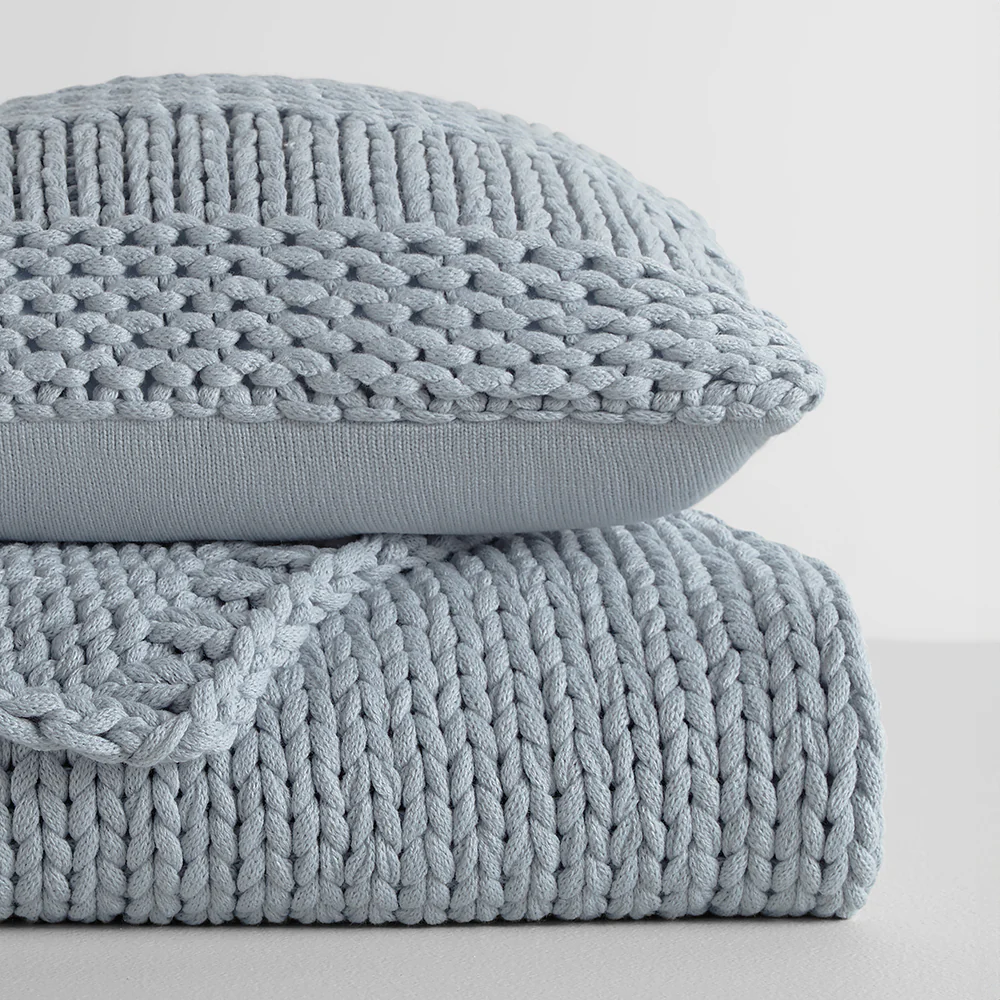 Chunky Knit Throw Blanket and Decor Pillow with Insert Bundle - Image 15