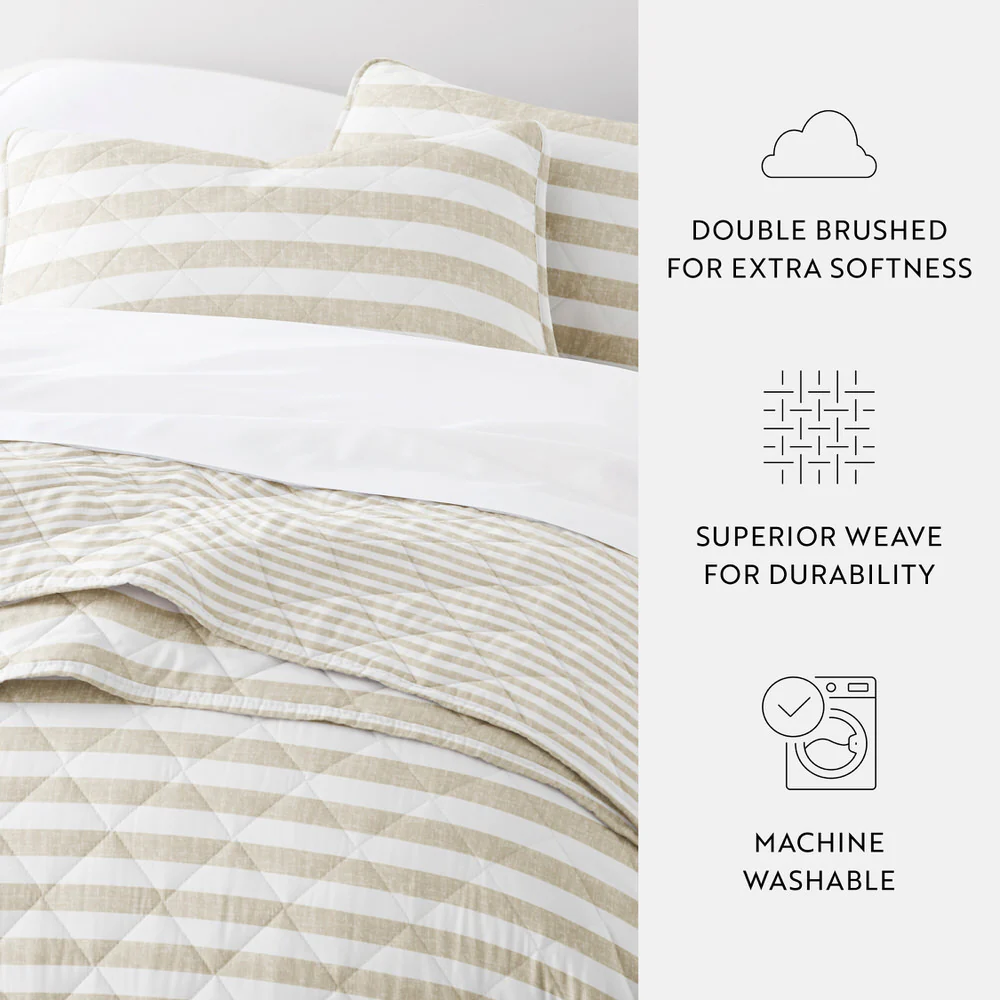Classic Stripe Reversible Quilted Coverlet Set - Image 20