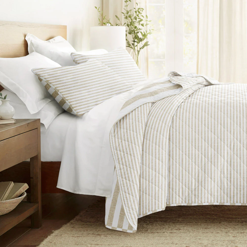Classic Stripe Reversible Quilted Coverlet Set - Image 3