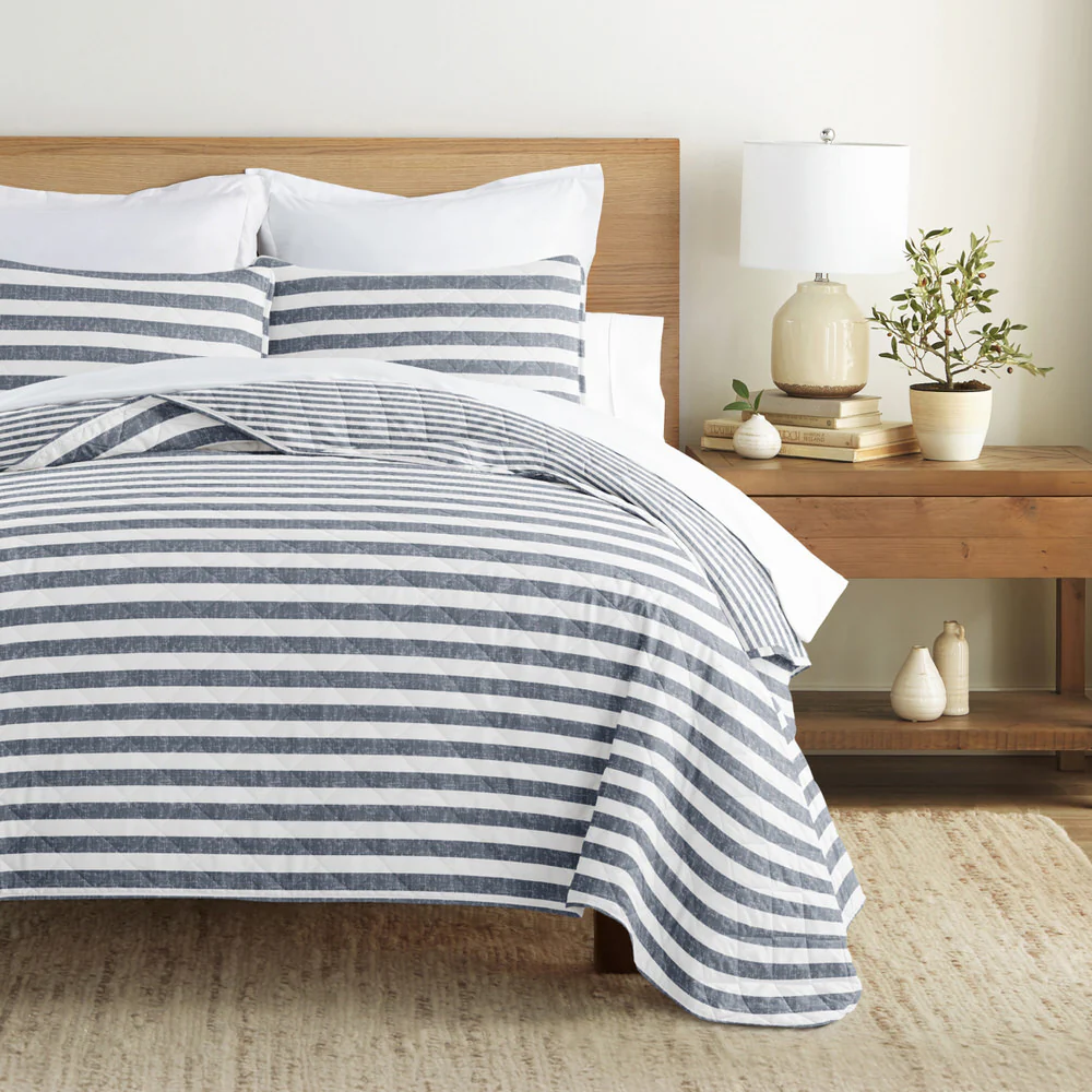 Classic Stripe Reversible Quilted Coverlet Set - Image 6