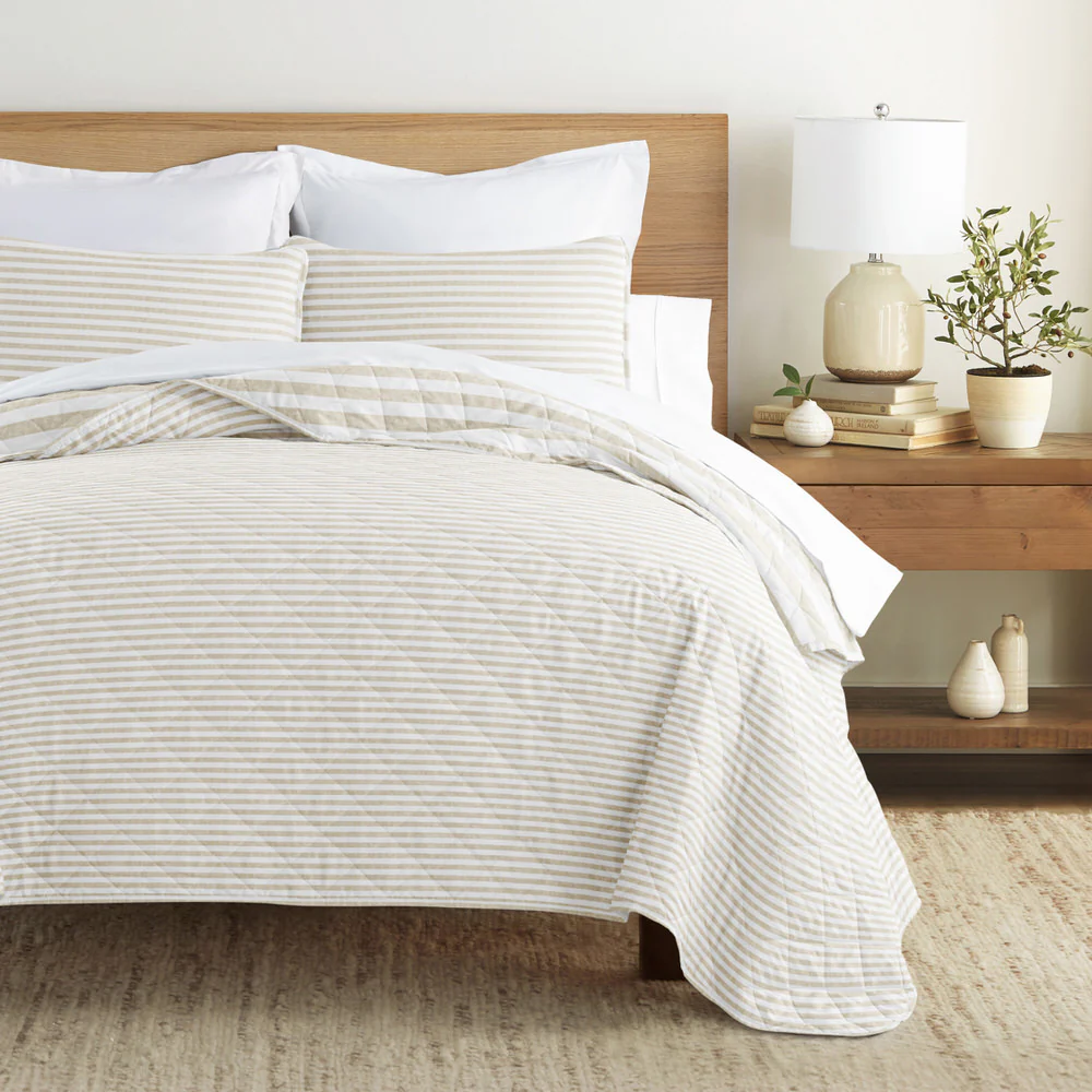 Classic Stripe Reversible Quilted Coverlet Set - Image 7