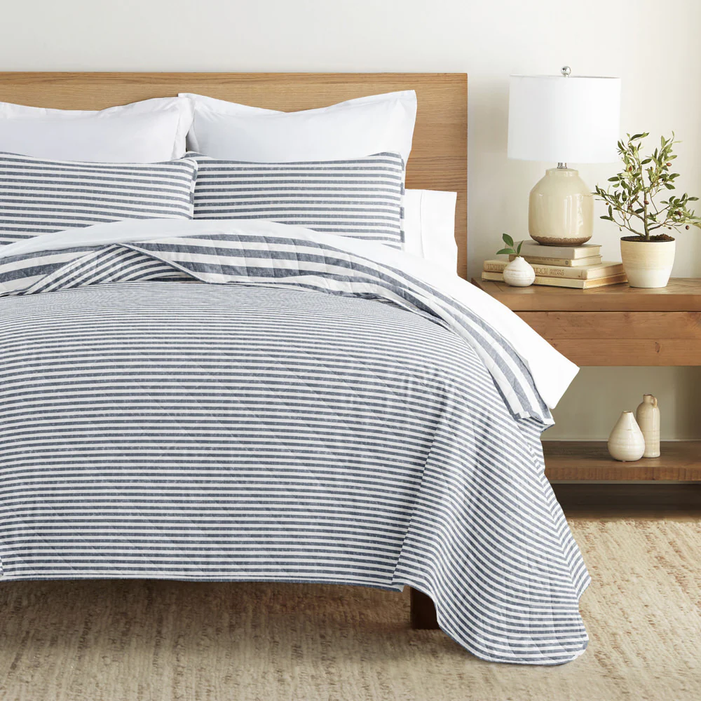 Classic Stripe Reversible Quilted Coverlet Set - Image 8