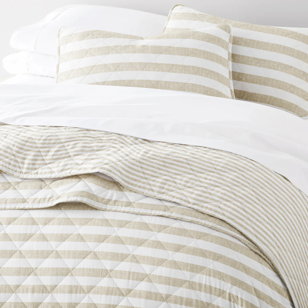Classic Stripe Reversible Quilted Coverlet Set - Image 9