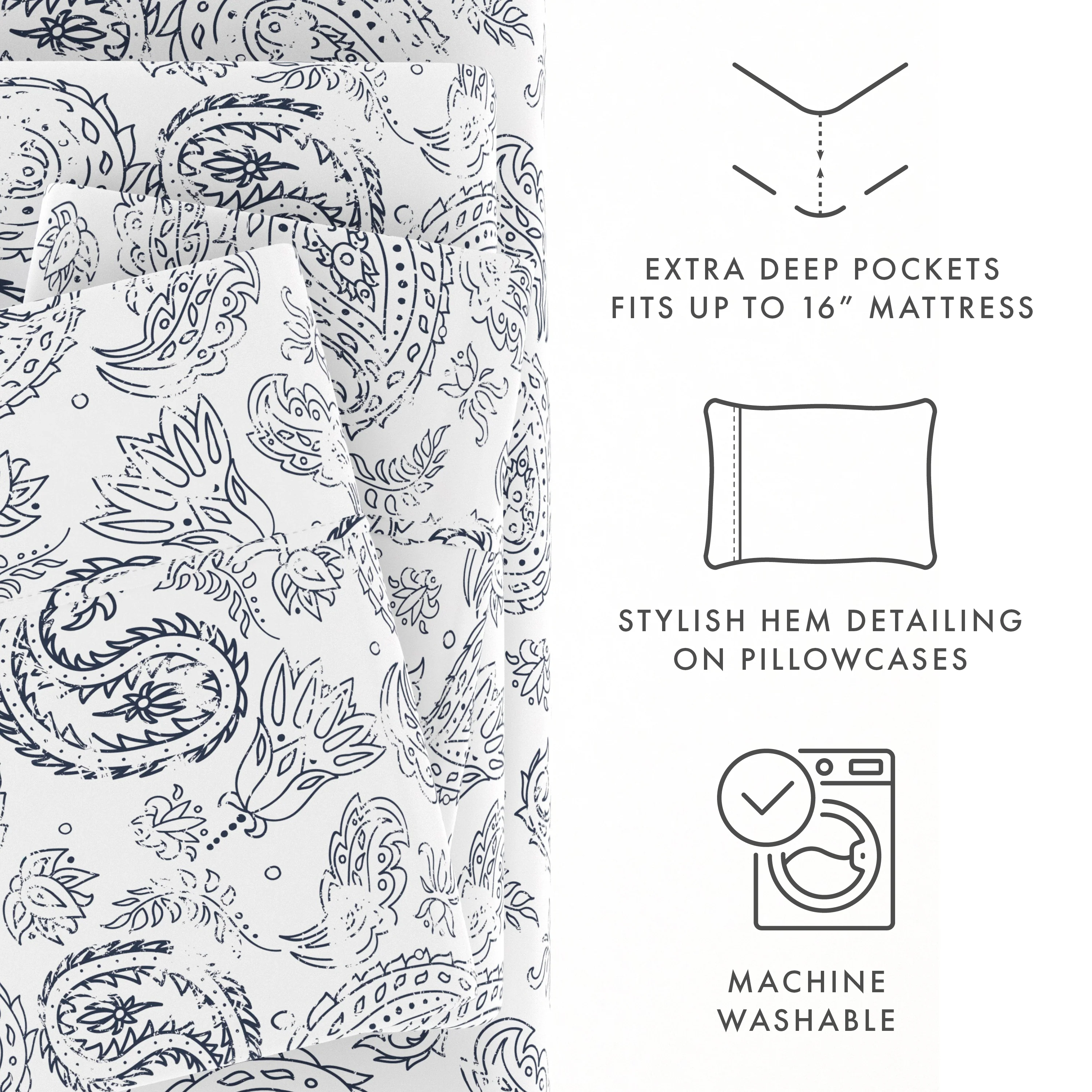 Coarse Paisley Pattern 4-Piece Sheet Set - Image 13
