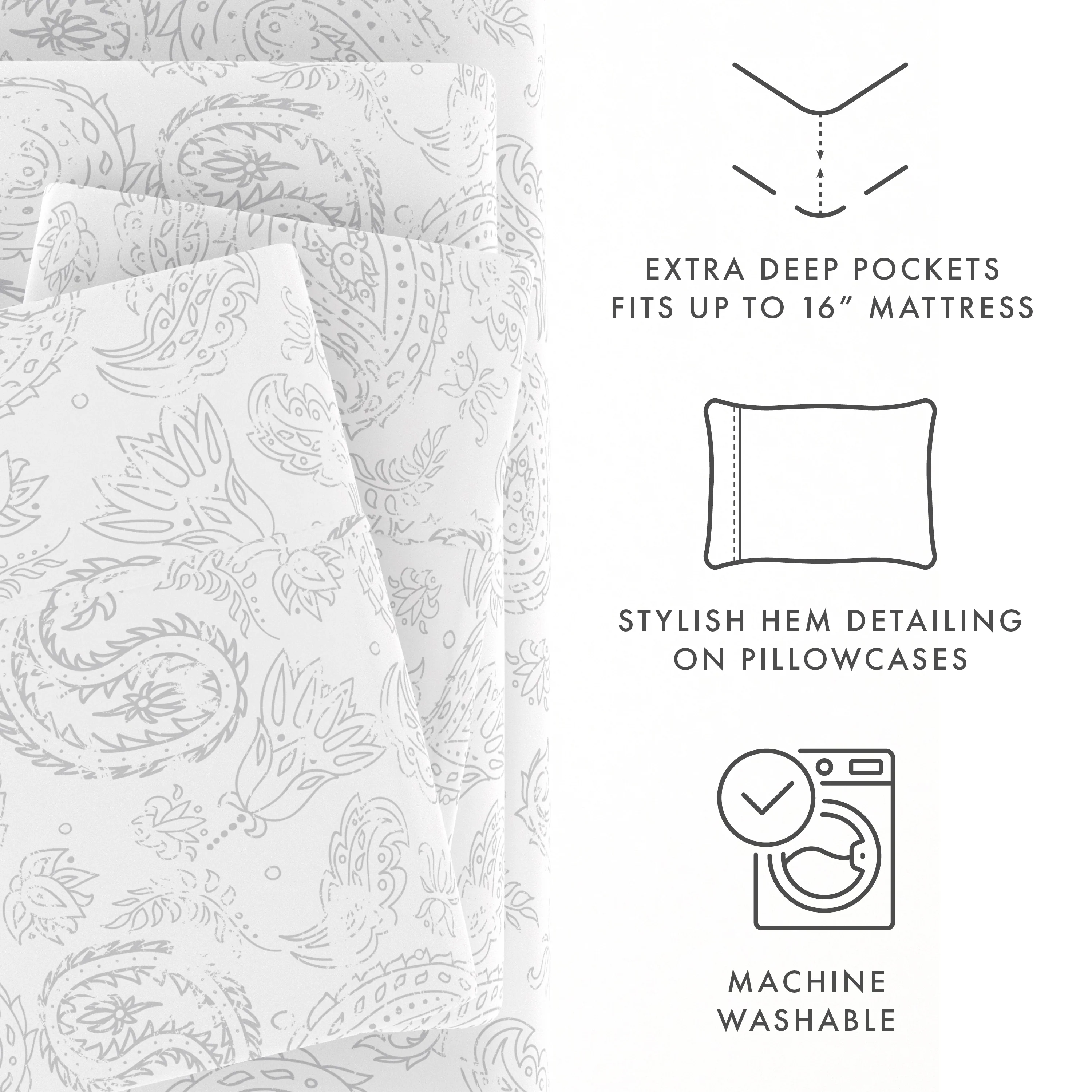 Coarse Paisley Pattern 4-Piece Sheet Set - Image 14