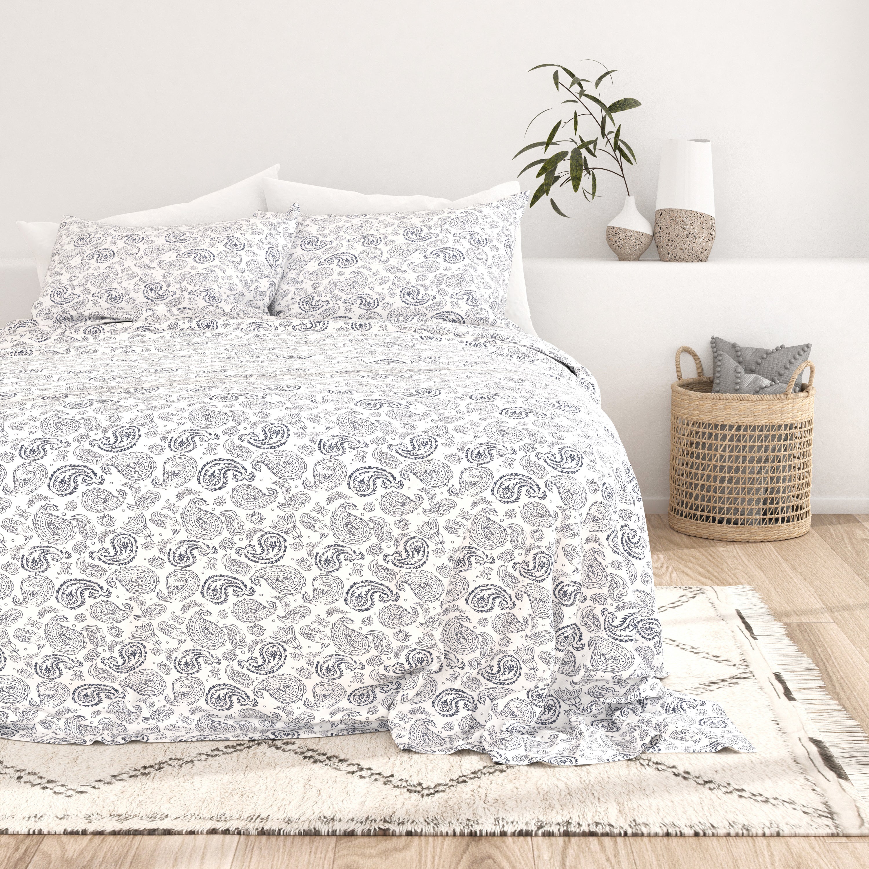 Coarse Paisley Pattern 4-Piece Sheet Set - Image 5