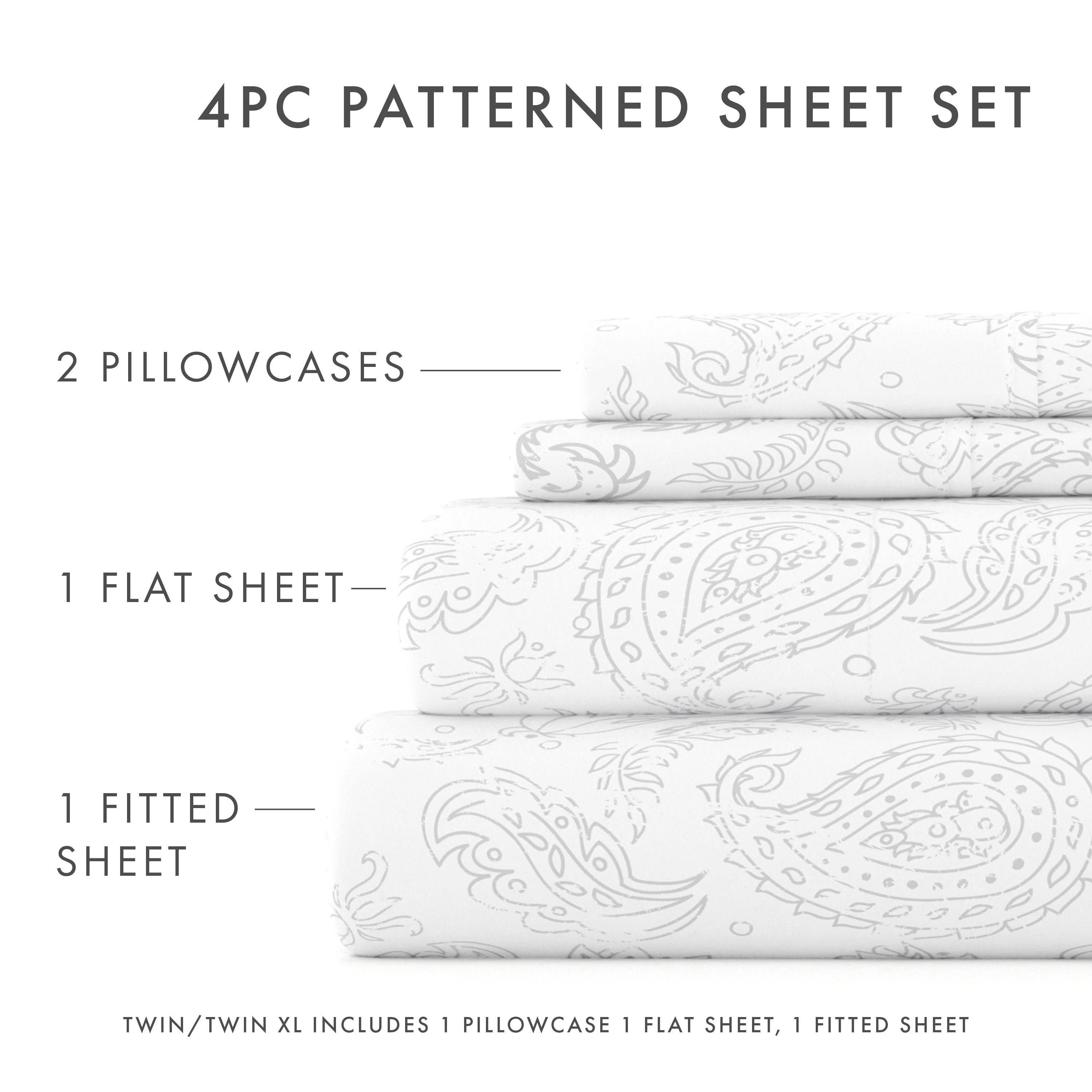 Coarse Paisley Pattern 4-Piece Sheet Set - Sale - Image 10
