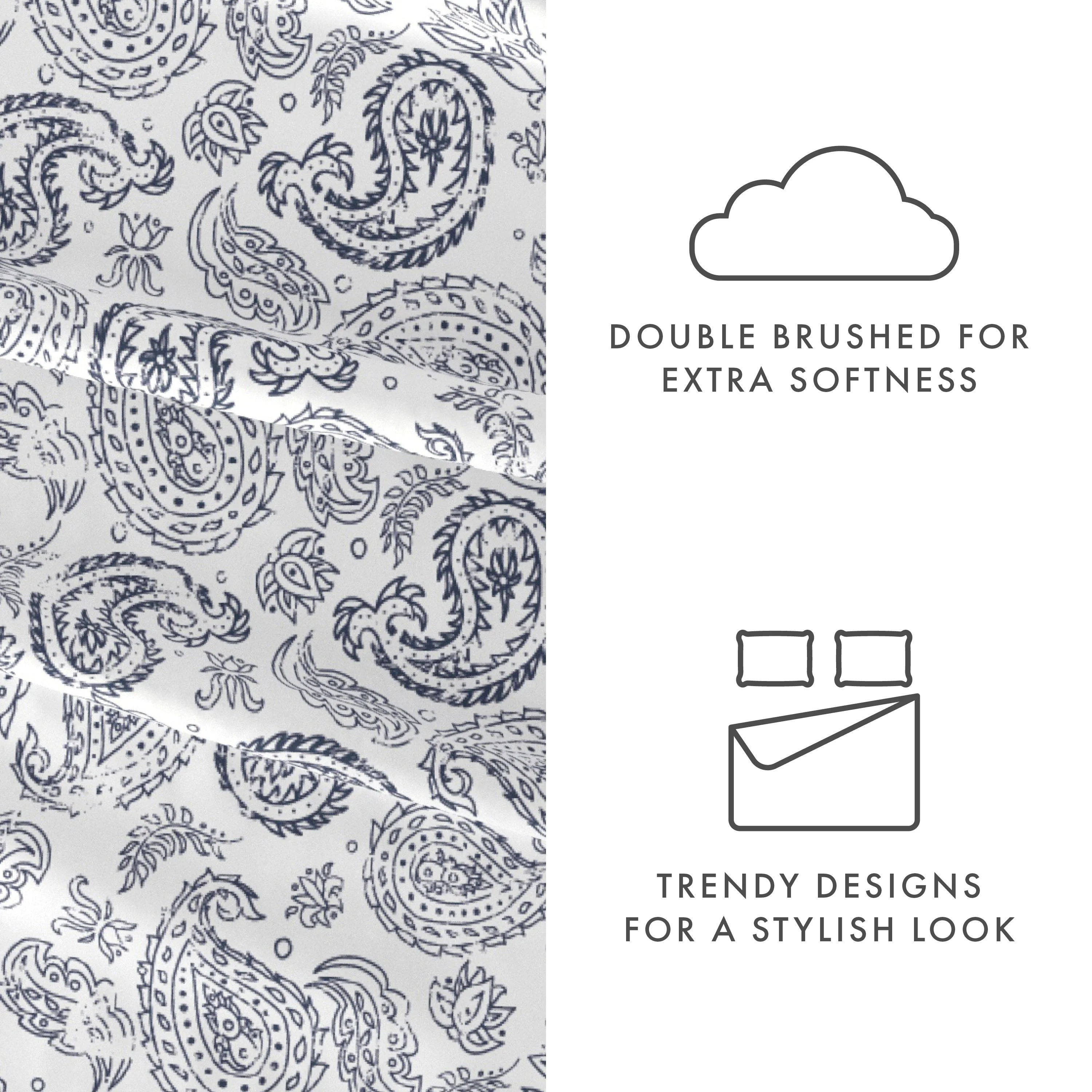Coarse Paisley Pattern 4-Piece Sheet Set - Sale - Image 11