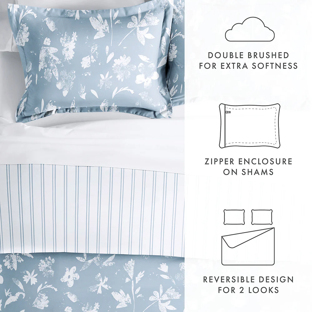 Country Home Pattern 3-Piece Reversible Duvet Cover Set - Image 10