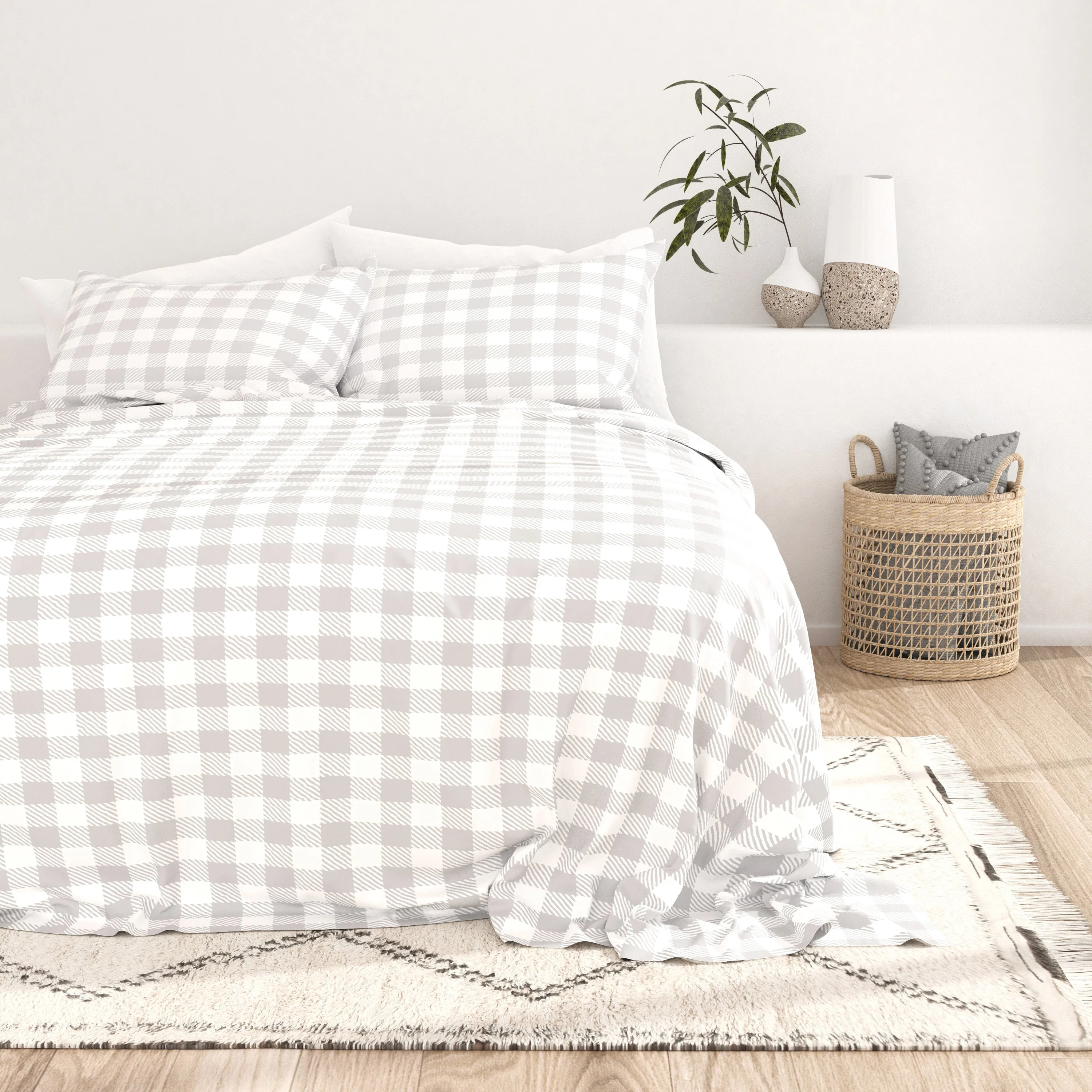 Country Plaid Pattern 4-Piece Sheet Set - Sale - Image 3
