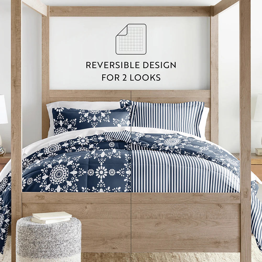 Daisy Medallion Reversible Down-Alternative Comforter Set - Image 47