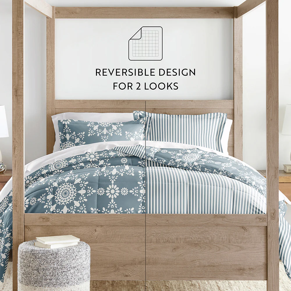 Daisy Medallion Reversible Down-Alternative Comforter Set - Image 48