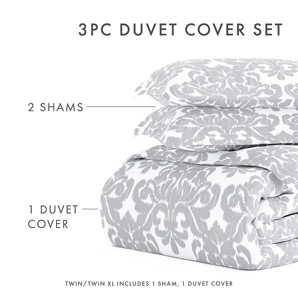 Soft Damask Pattern 3-Piece Duvet Cover Set - Image 11