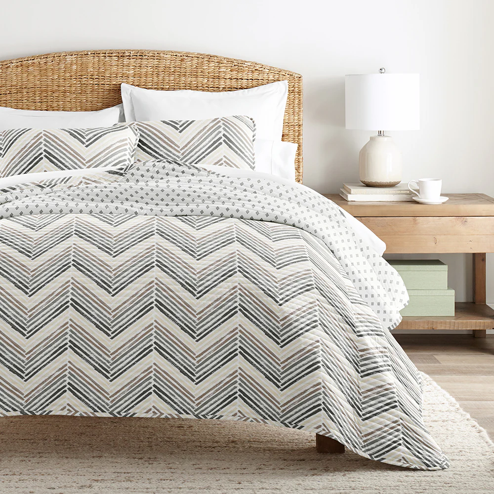 Diamond Chevron Reversible Quilted Coverlet Set - Image 3