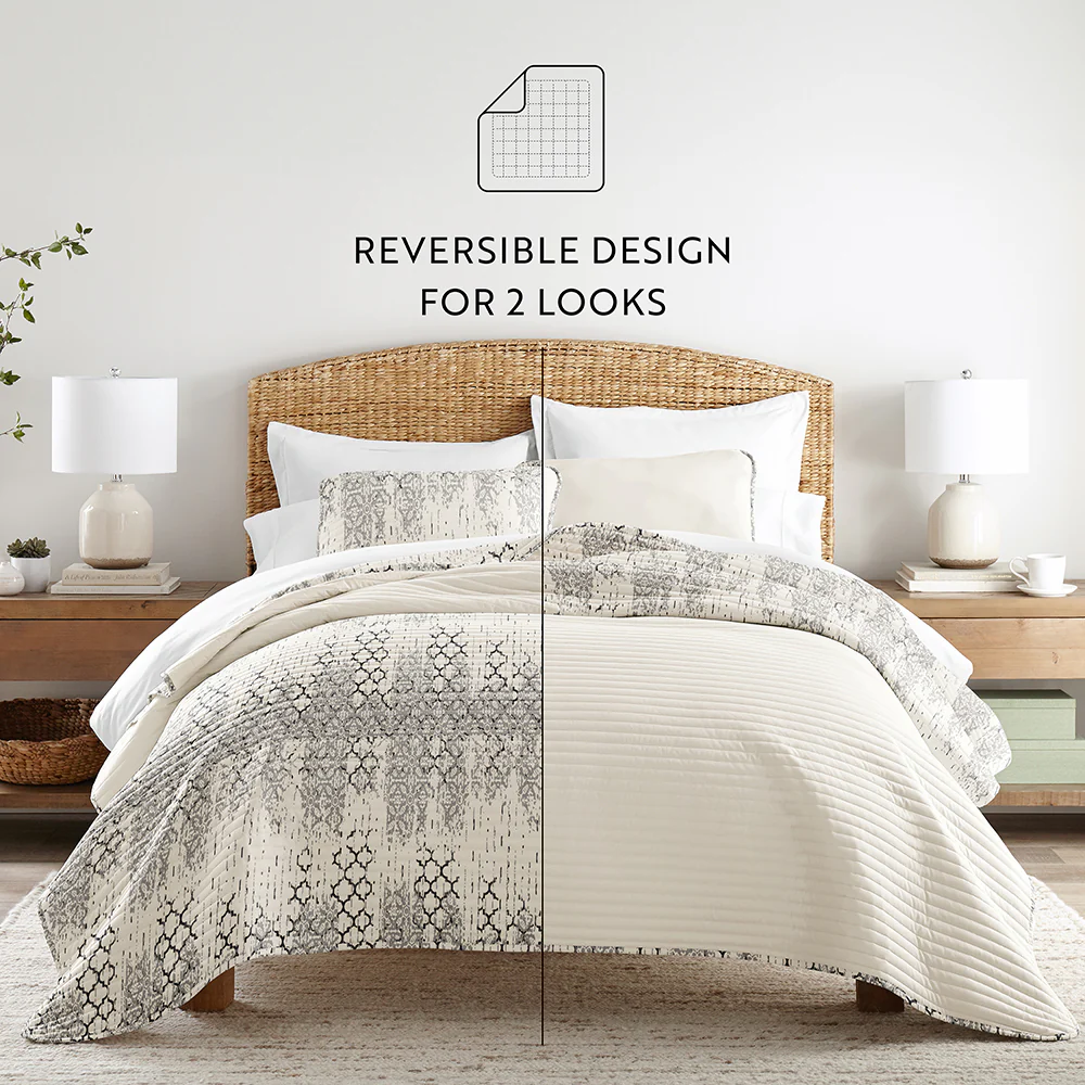 Distressed Aztec Reversible Quilted Coverlet Set - Image 5