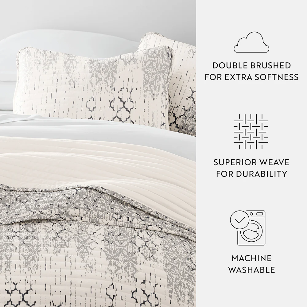 Distressed Aztec Reversible Quilted Coverlet Set - Image 8