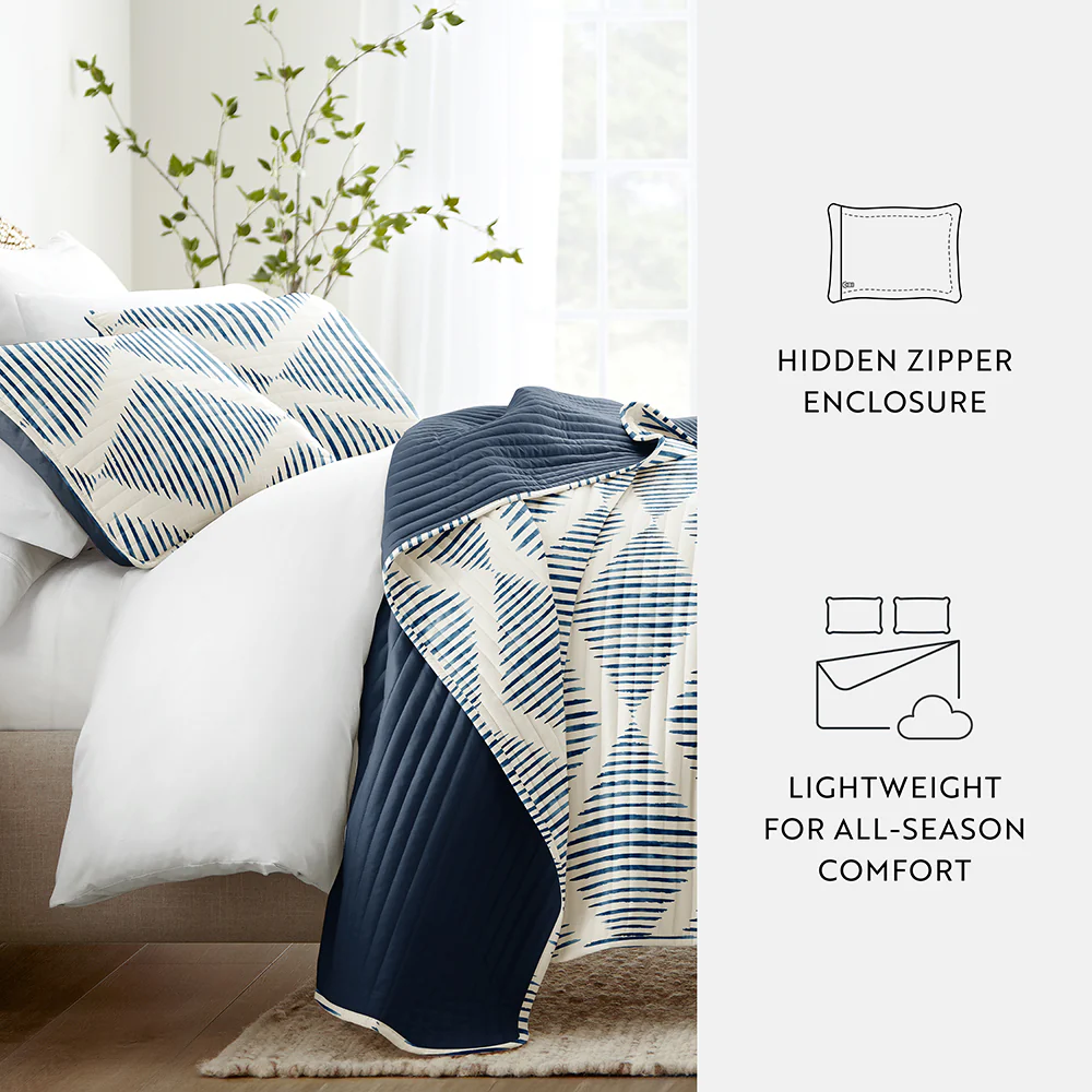 Distressed Diamond Reversible Quilted Coverlet Set - Image 6