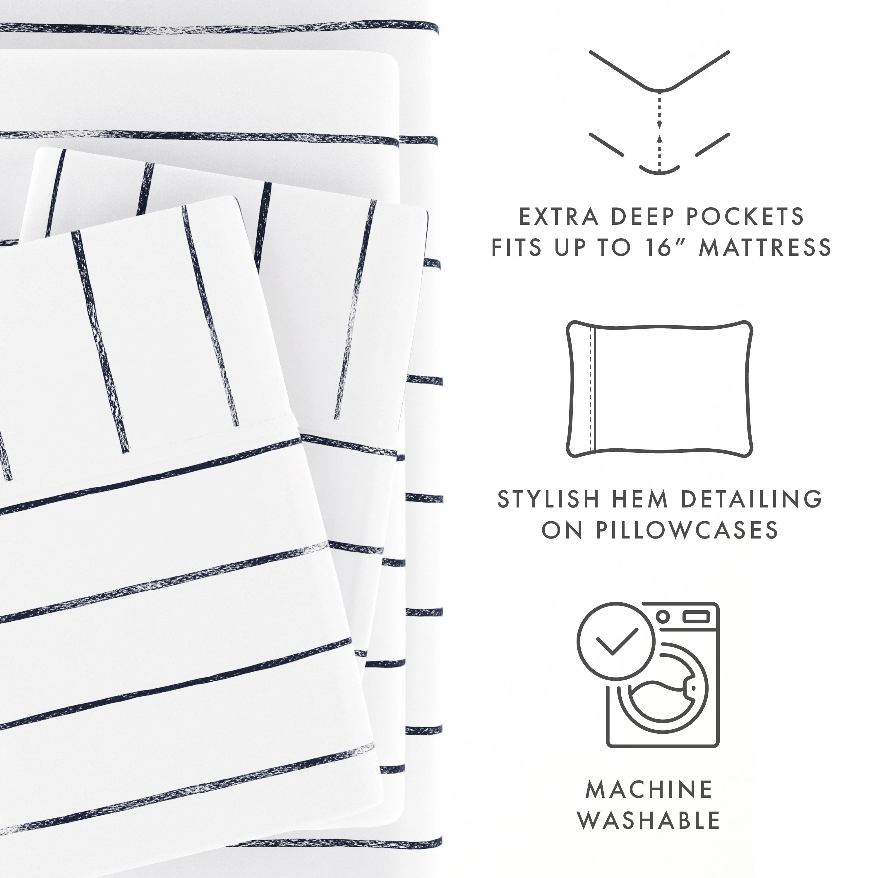 Distressed Field Stripe Pattern 4-Piece Sheet Set - Image 7
