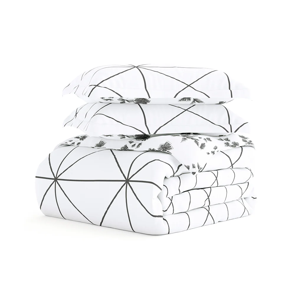 Edgy Flowers Pattern 3-Piece Reversible Duvet Cover Set - Image 6