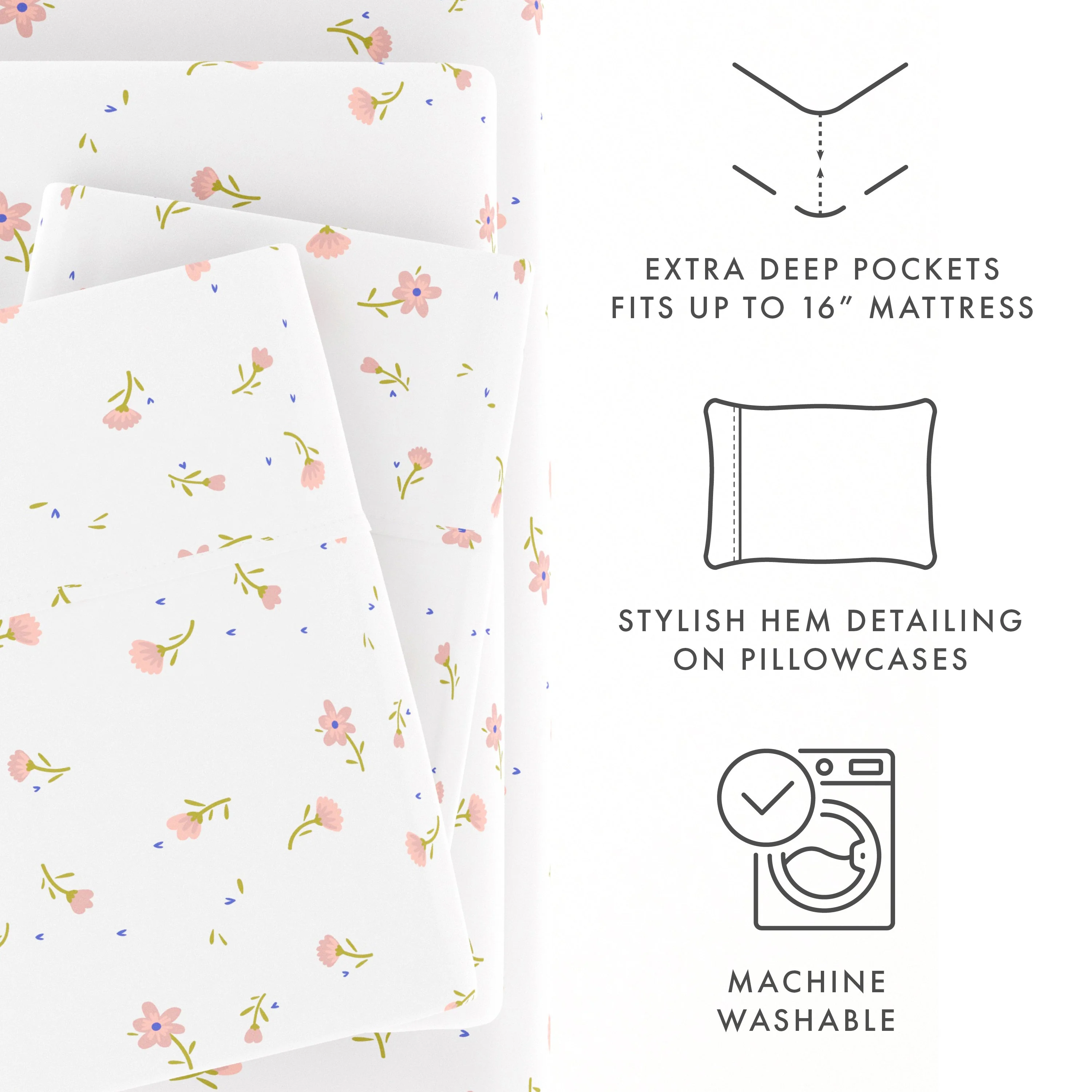 Floral Pattern 4-Piece Sheet Set - Sale - Image 13