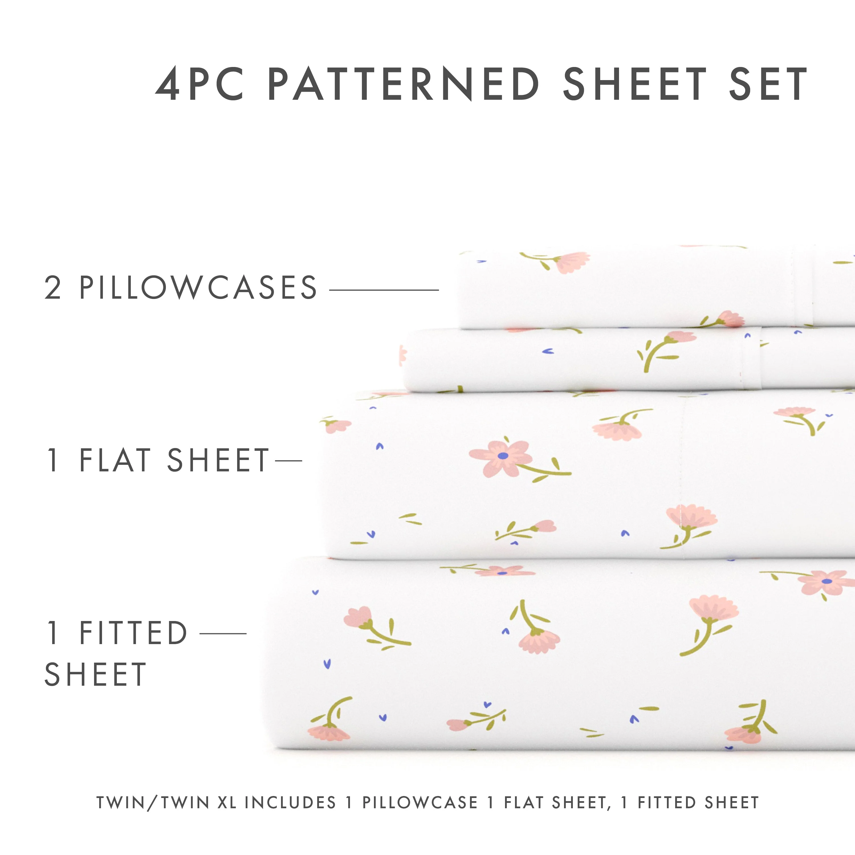 Floral Pattern 4-Piece Sheet Set - Sale - Image 9
