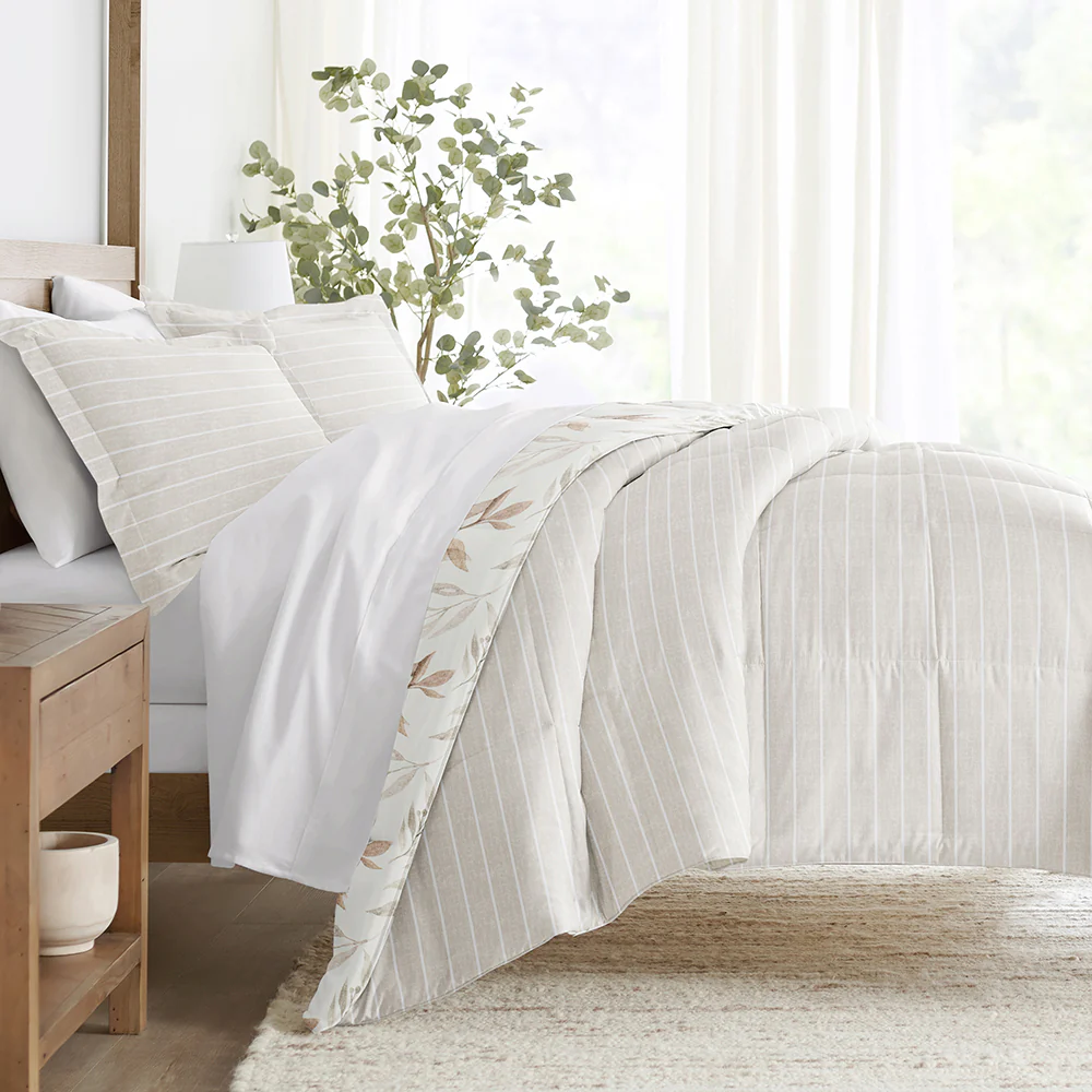 Foliage Stripe Reversible Down-Alternative Comforter Set - Image 2
