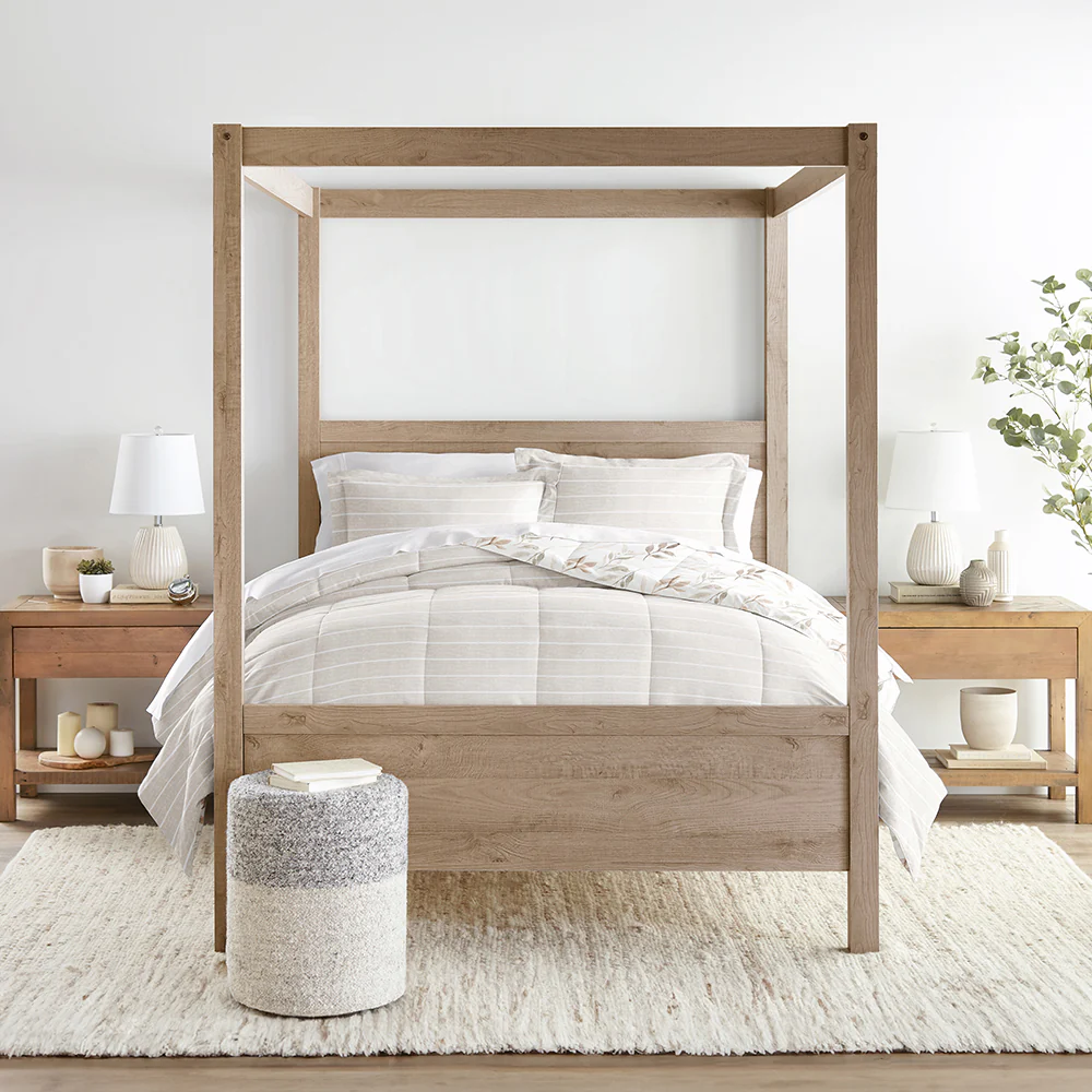 Foliage Stripe Reversible Down-Alternative Comforter Set - Image 6