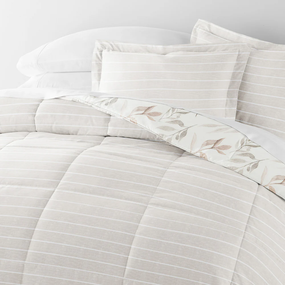 Foliage Stripe Reversible Down-Alternative Comforter Set - Image 8