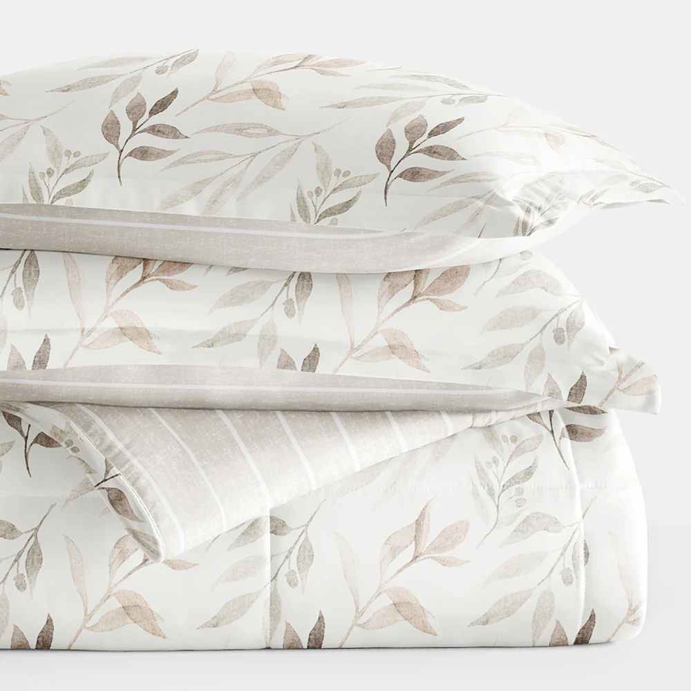 Foliage Stripe Reversible Down-Alternative Comforter Set - Image 9