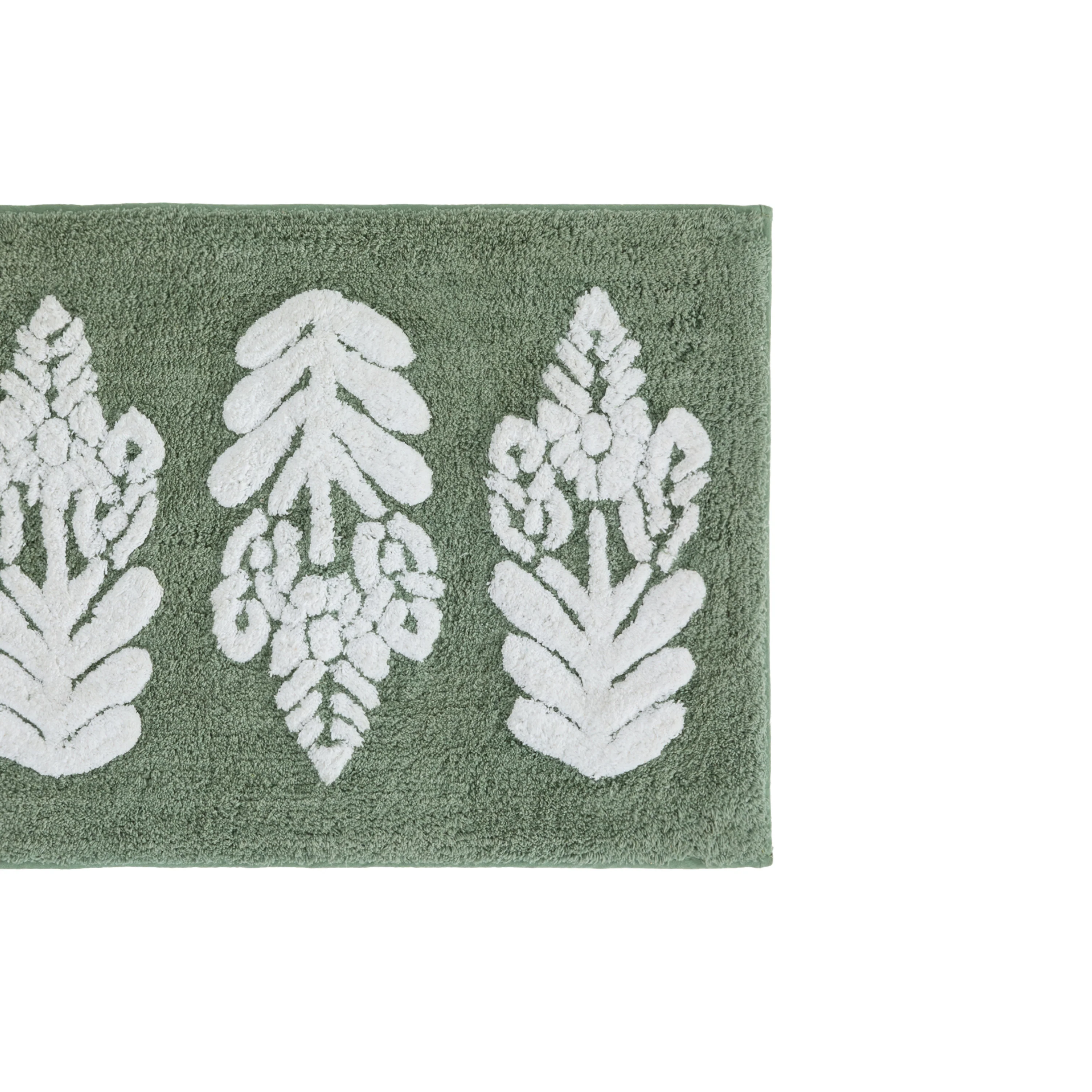 100% Cotton Folk Leaves Patterned Bath Mat - Image 10