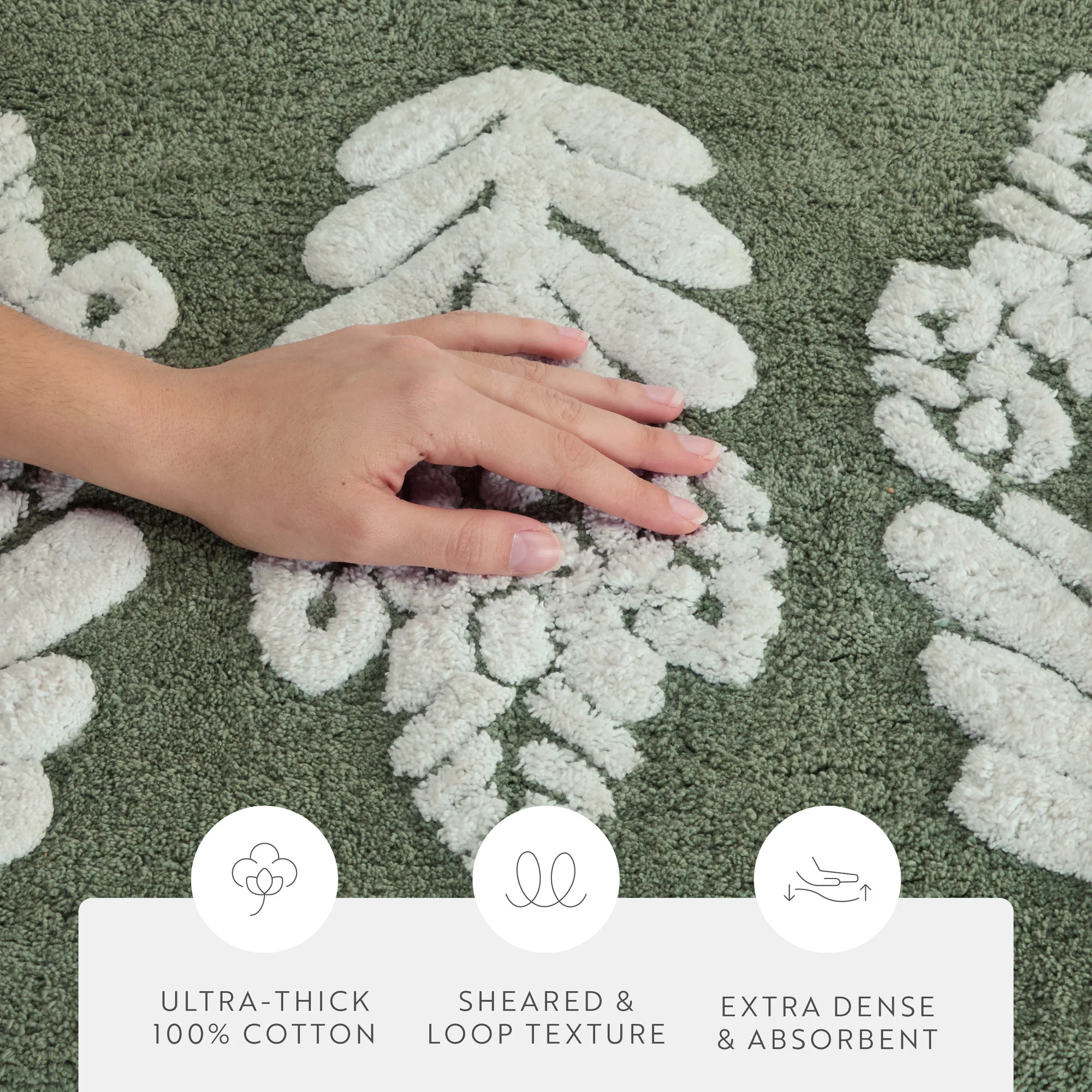 100% Cotton Folk Leaves Patterned Bath Mat - Image 20