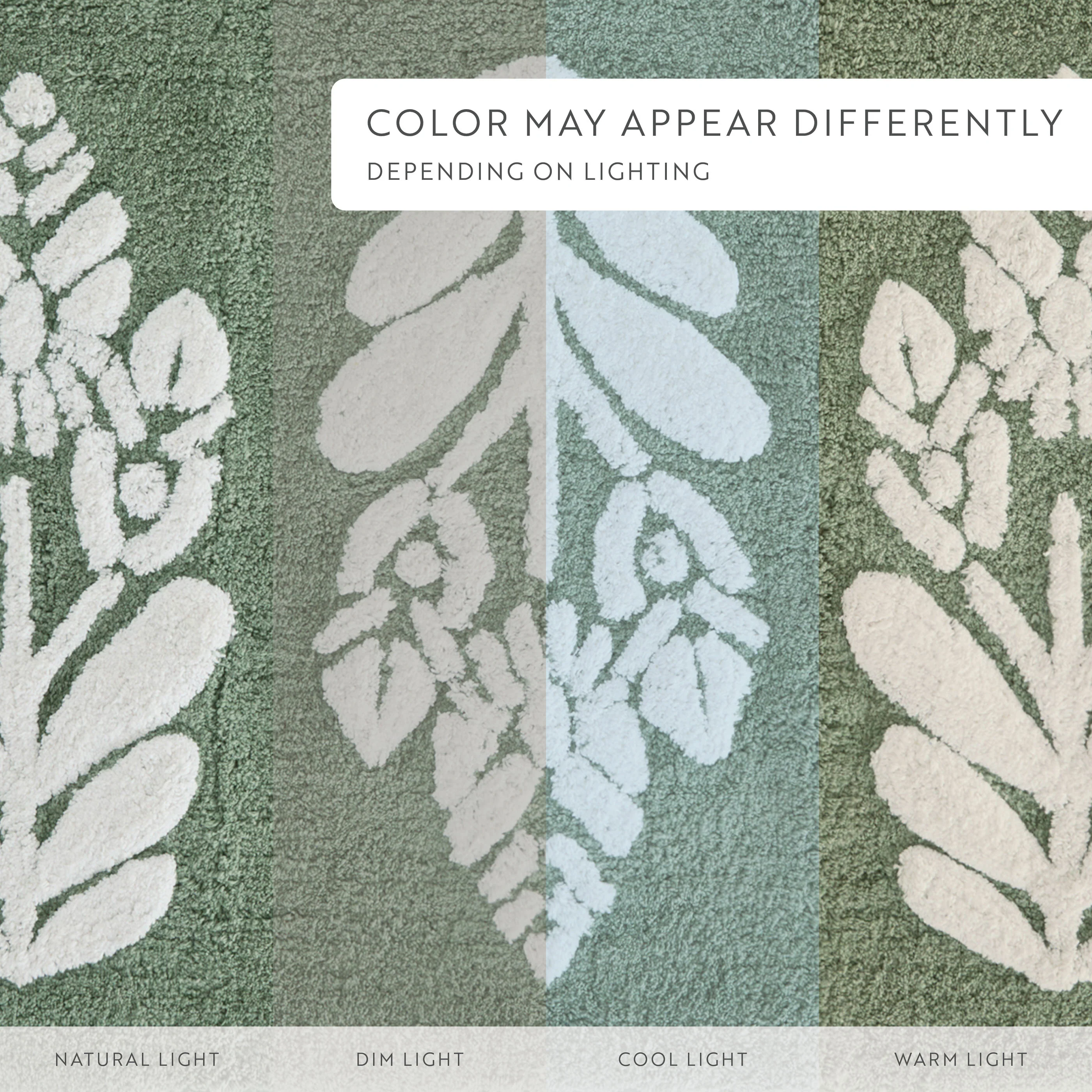 100% Cotton Folk Leaves Patterned Bath Mat - Image 28