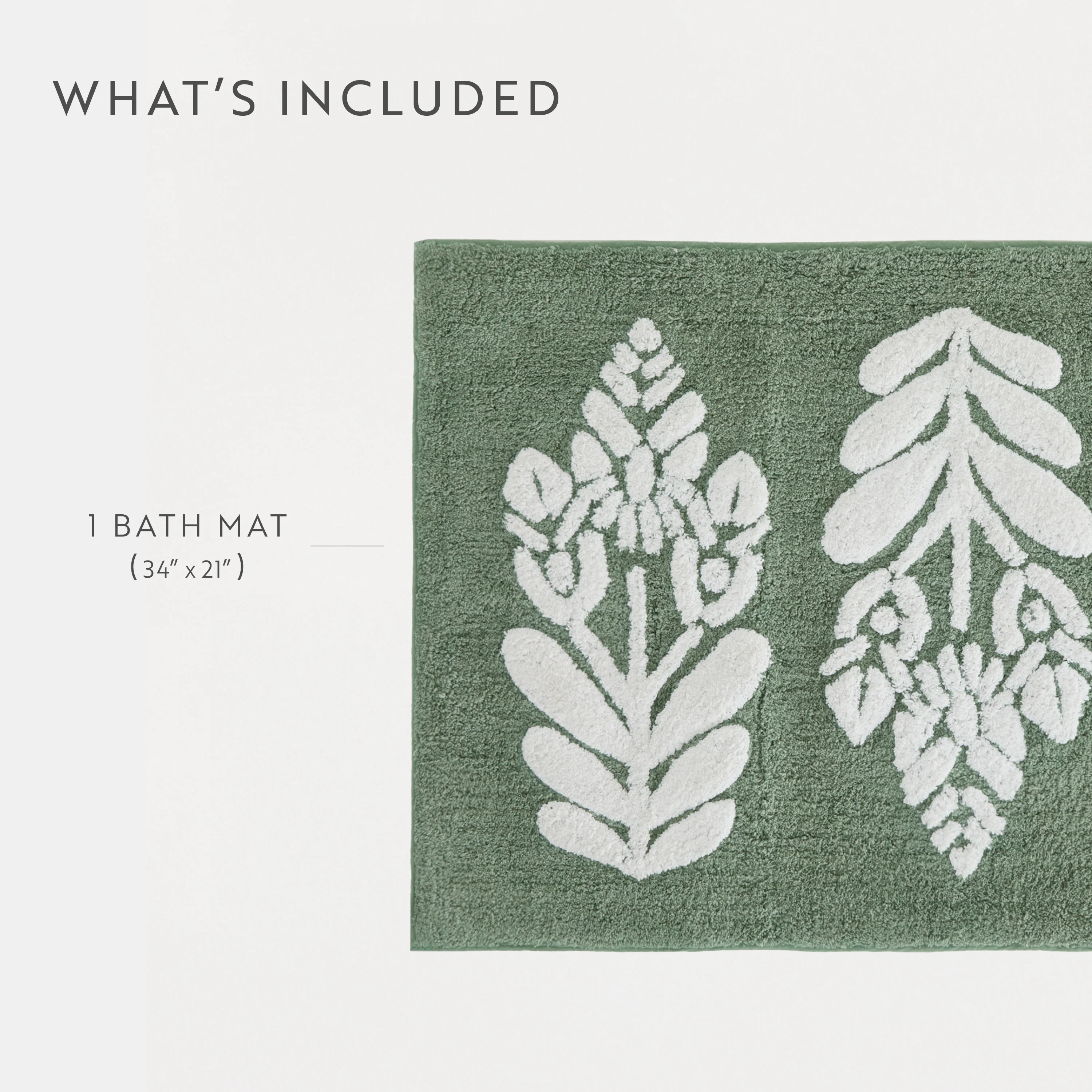 100% Cotton Folk Leaves Patterned Bath Mat - Image 34