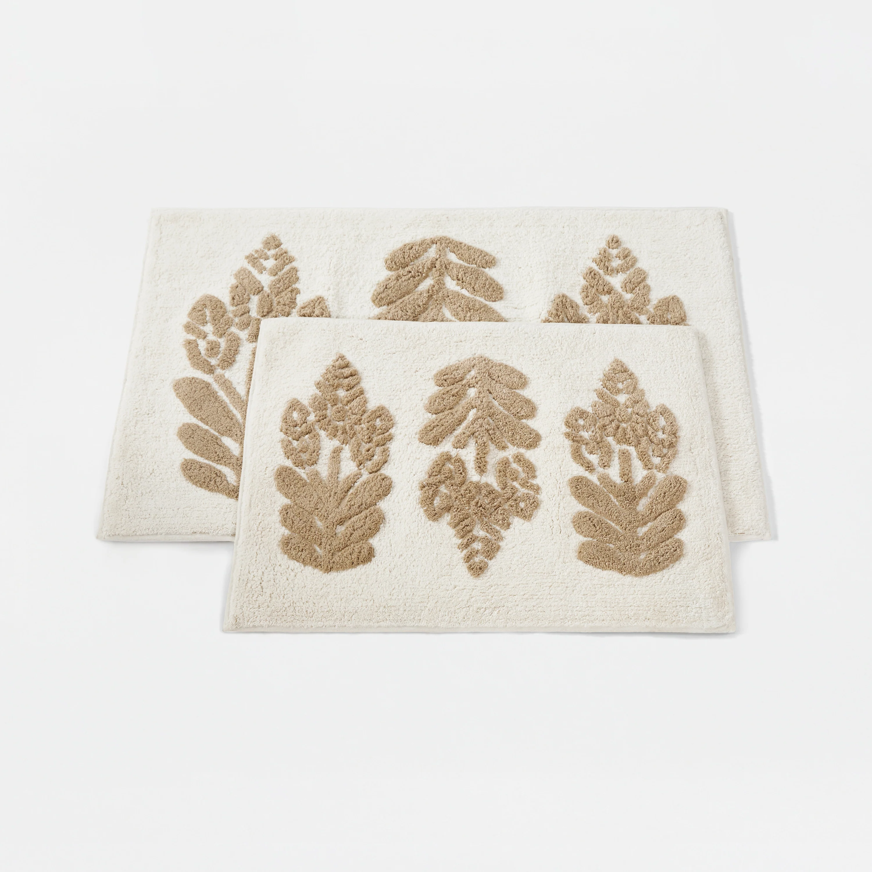 100% Cotton Folk Leaves Patterned Bath Mat - Image 5