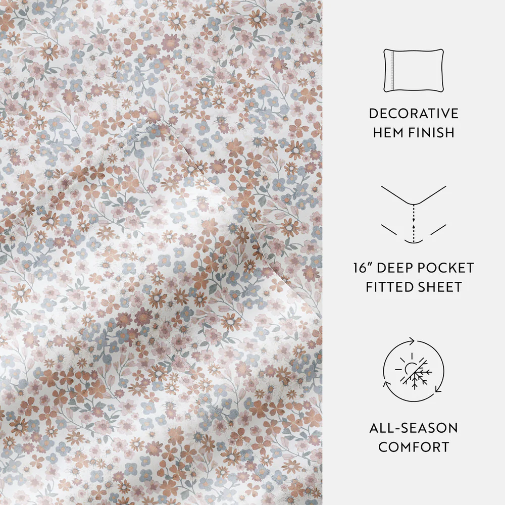 Garden Bloom 4-Piece Long Staple Cotton Sheet Set - Image 9
