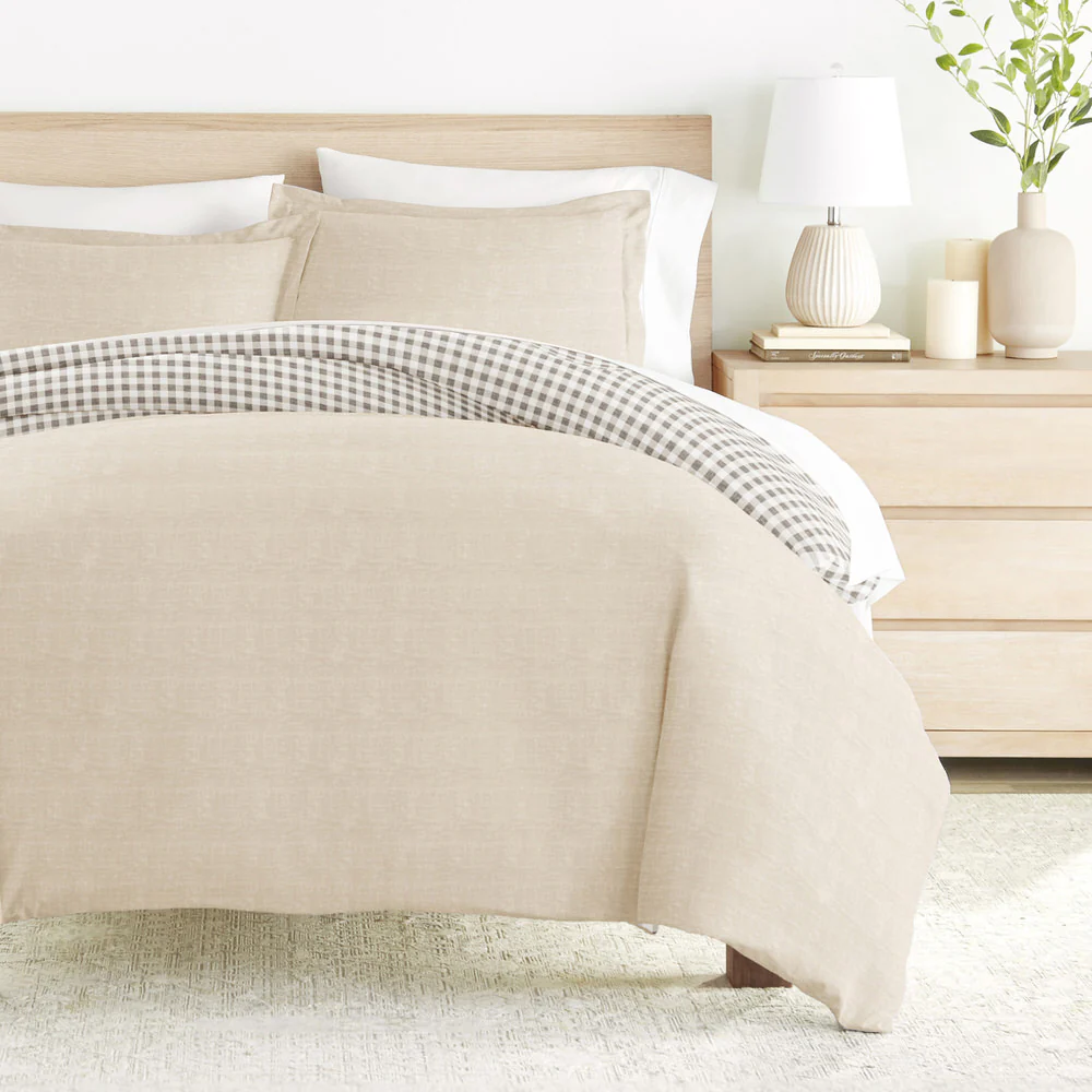 Gingham Check Pattern 3-Piece Reversible Duvet Cover Set - Image 2