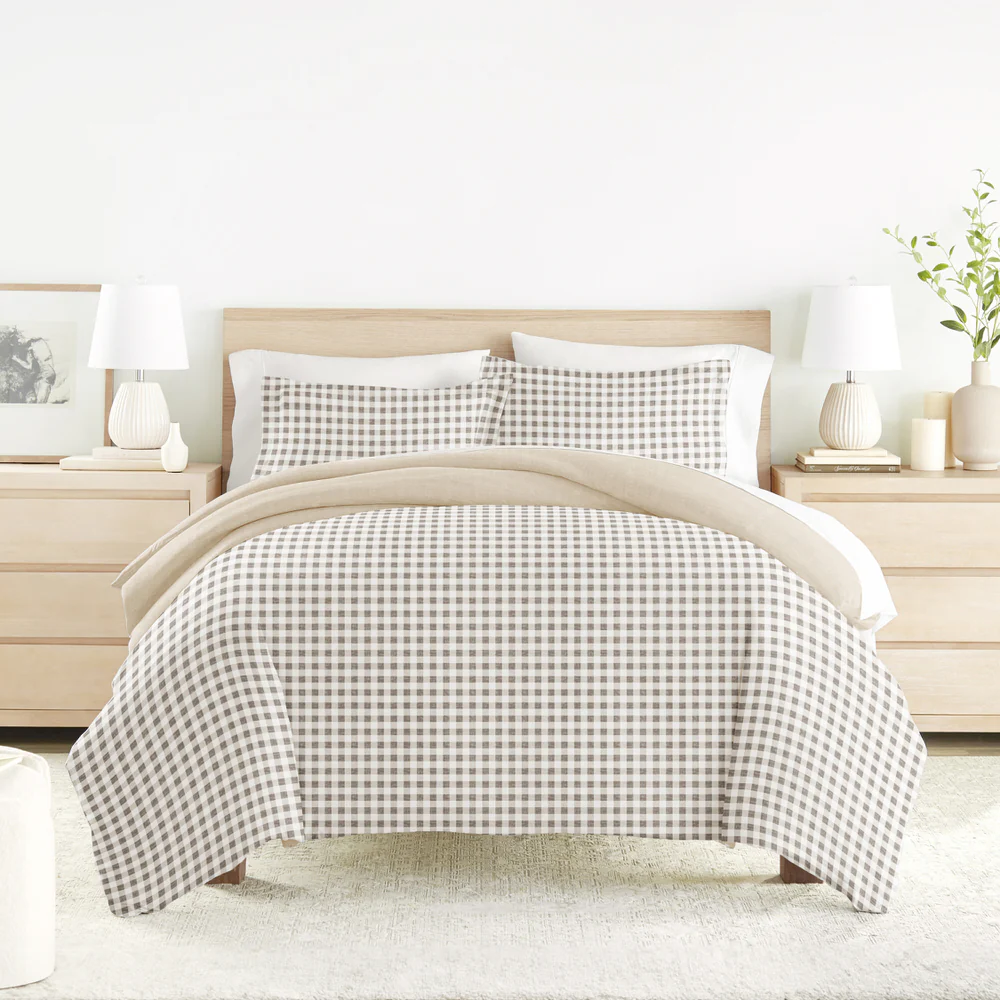 Gingham Check Pattern 3-Piece Reversible Duvet Cover Set - Image 5