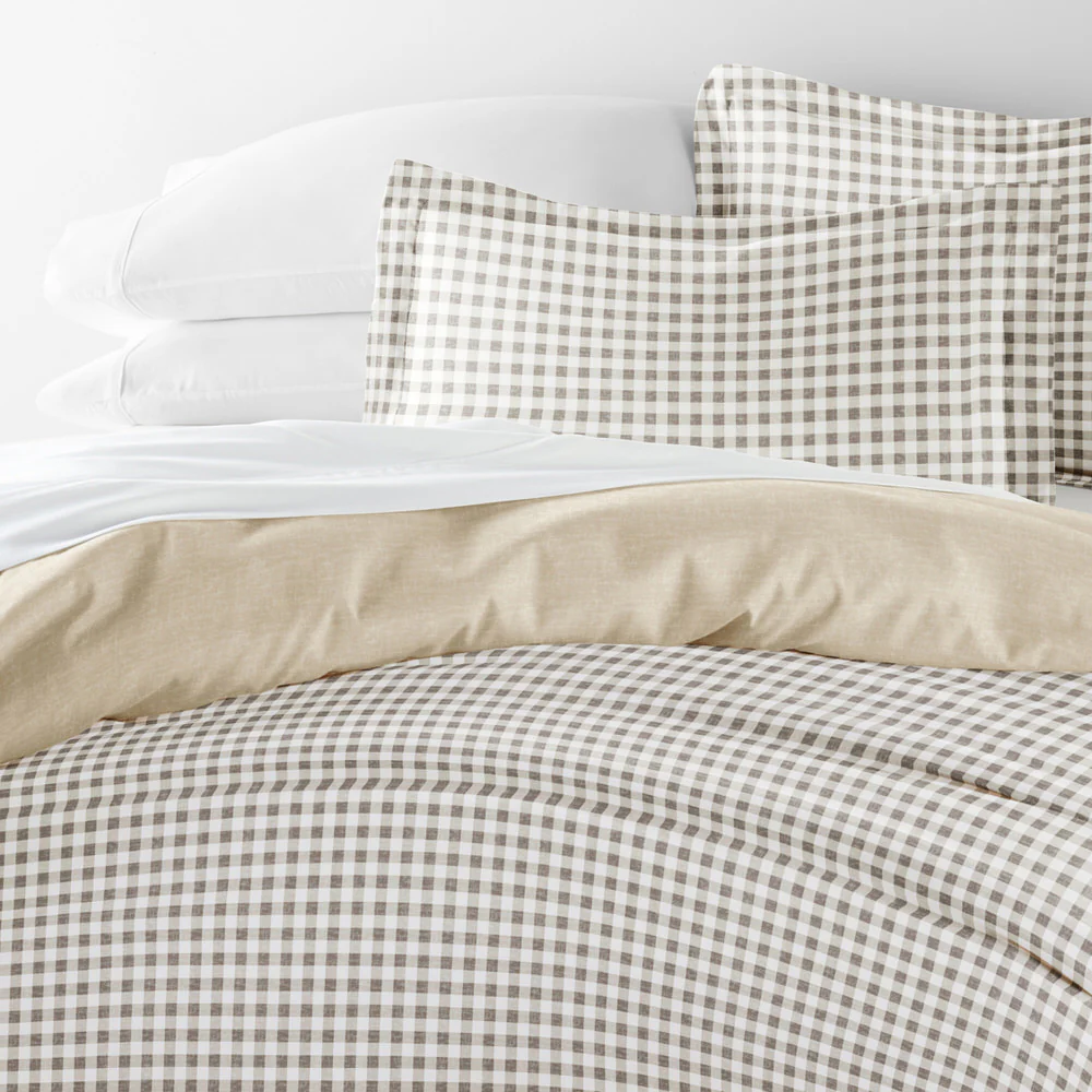 Gingham Check Pattern 3-Piece Reversible Duvet Cover Set - Image 9