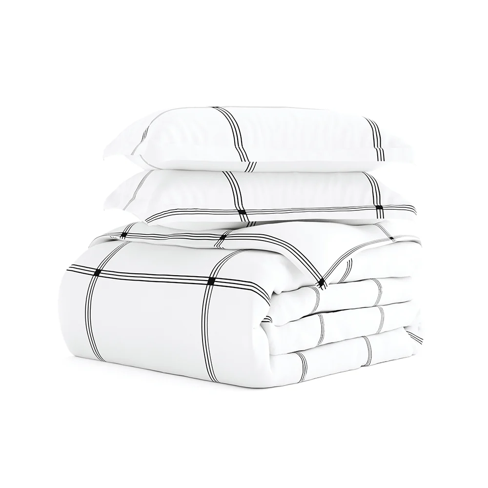 Grid Pattern 3-Piece Duvet Cover Set - Image 4