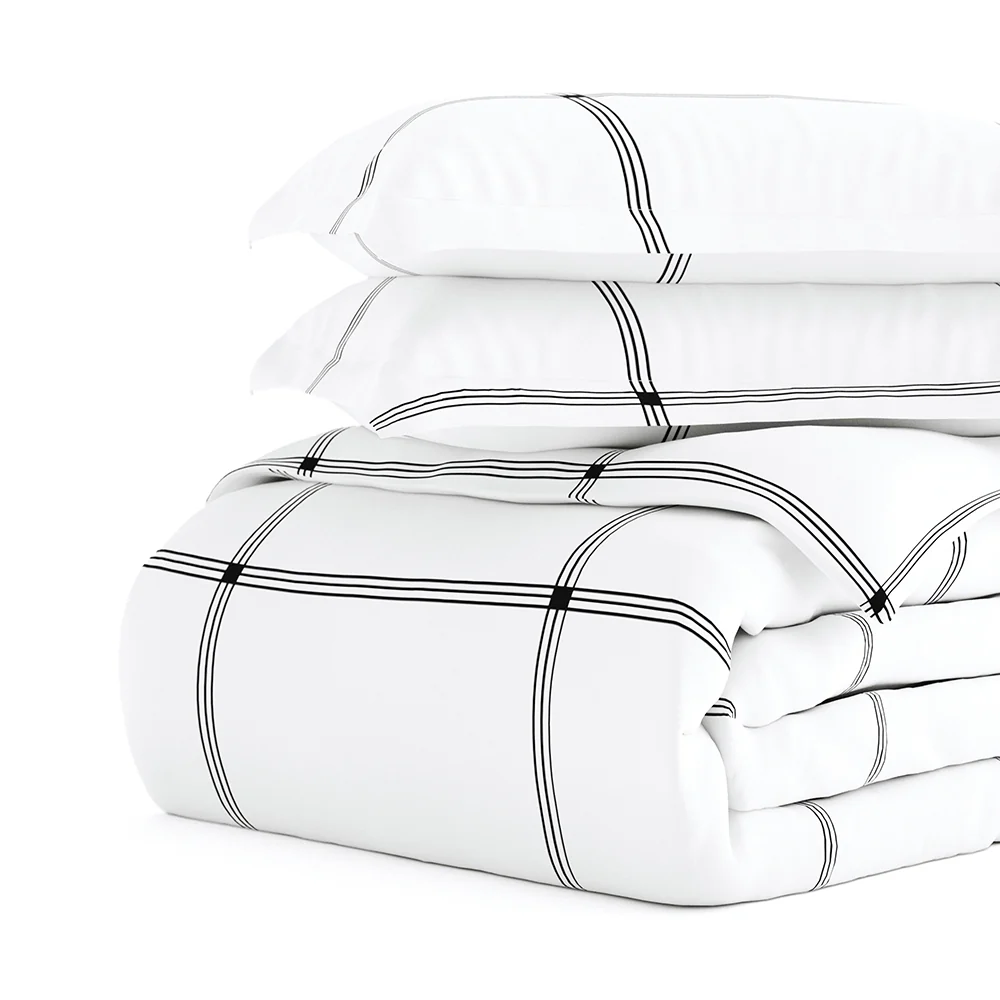 Grid Pattern 3-Piece Duvet Cover Set - Image 5