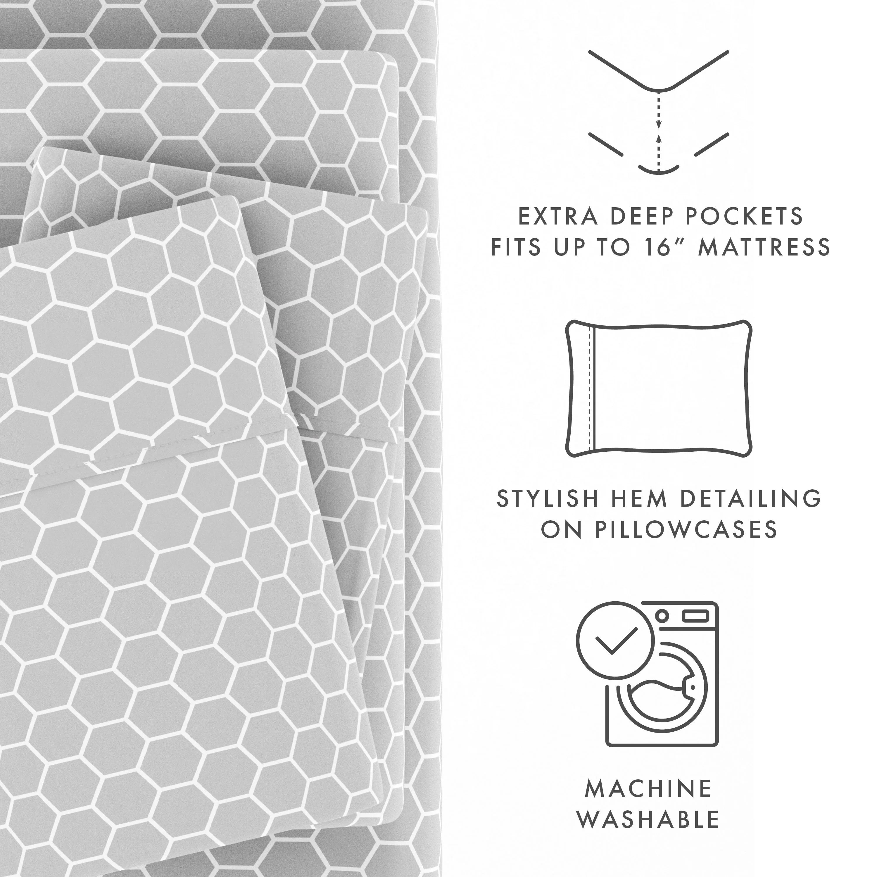 Honeycomb Pattern 4-Piece Sheet Set - Sale - Image 14